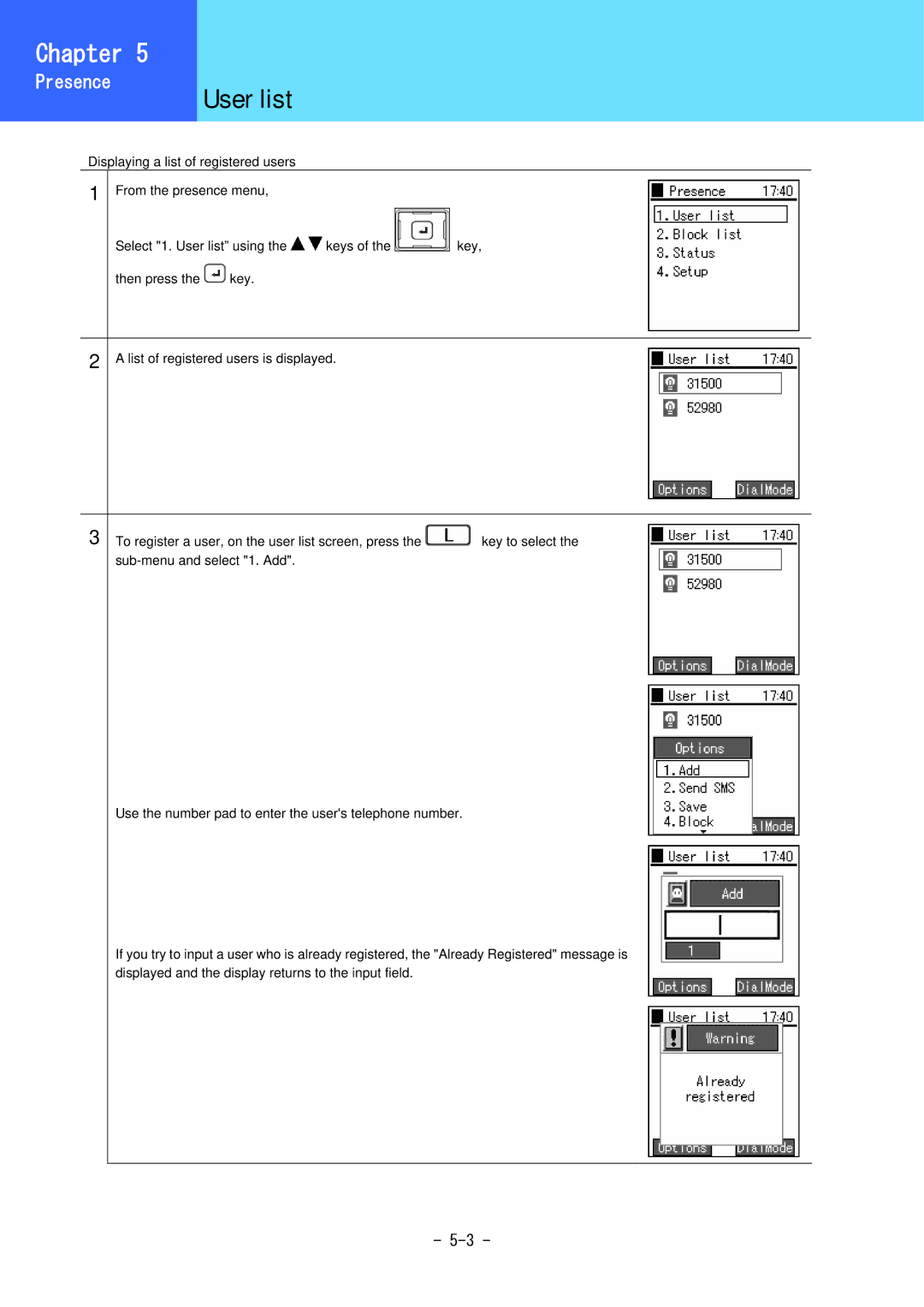 Hitachi 3000 user manual User list 