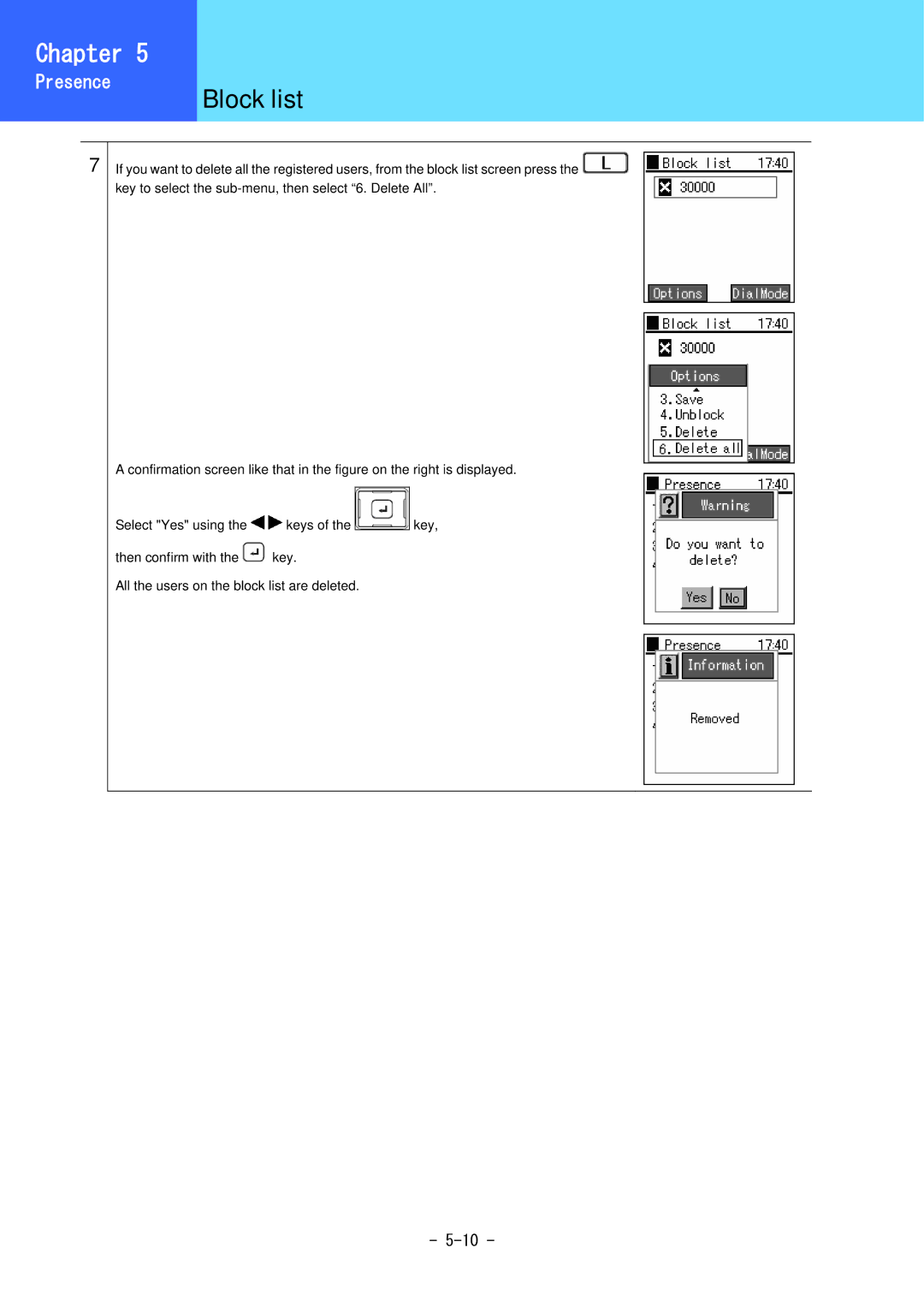 Hitachi 3000 user manual Block list 