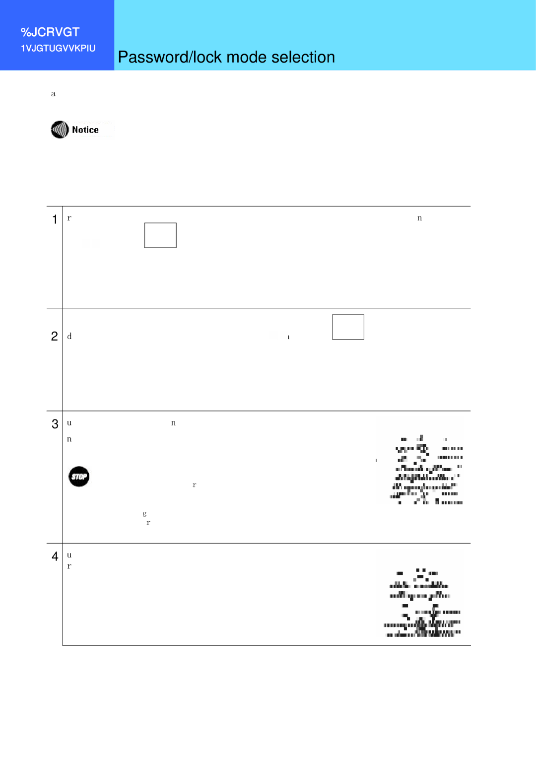 Hitachi 3000 user manual Password/lock mode selection 