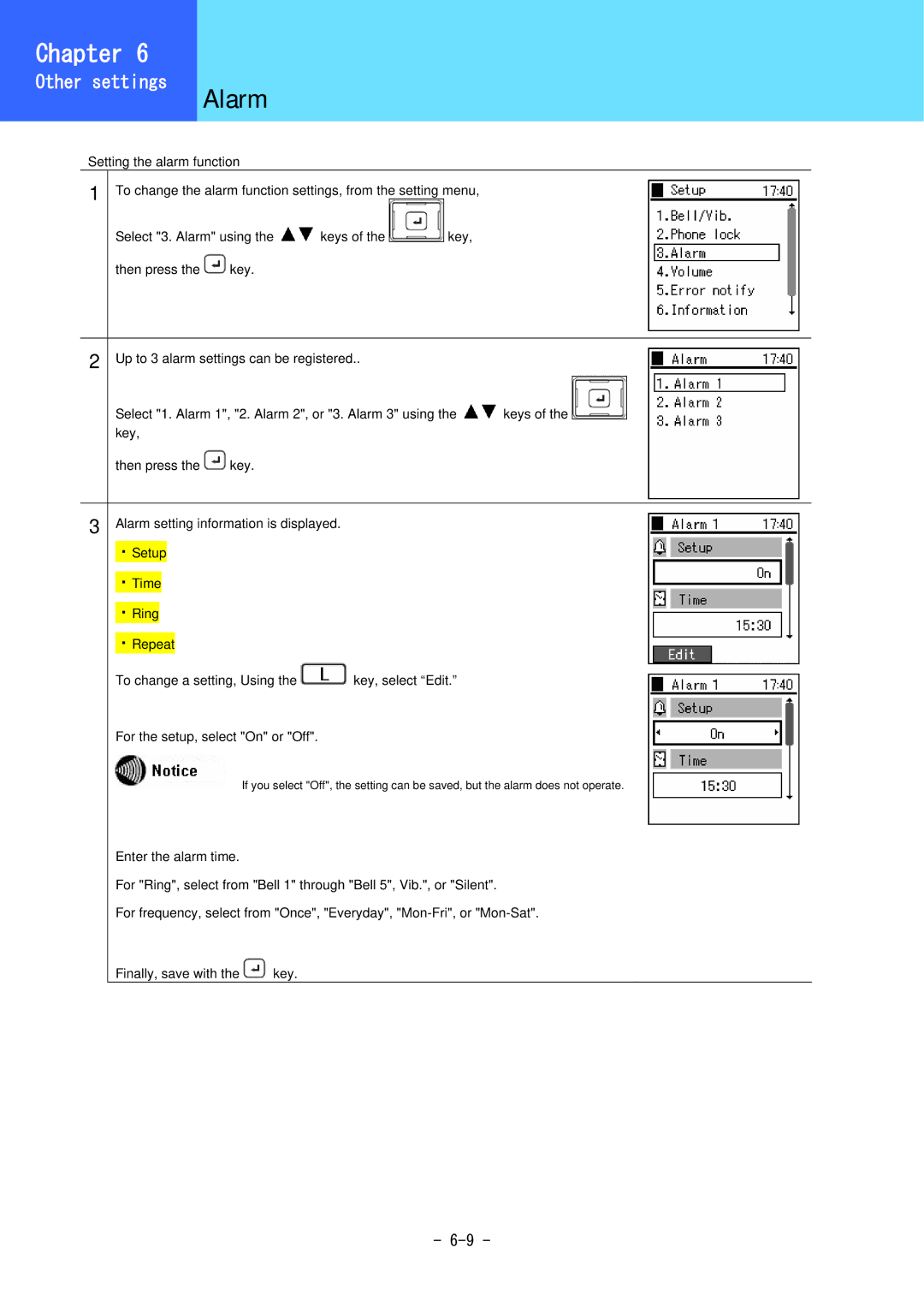 Hitachi 3000 user manual Alarm 