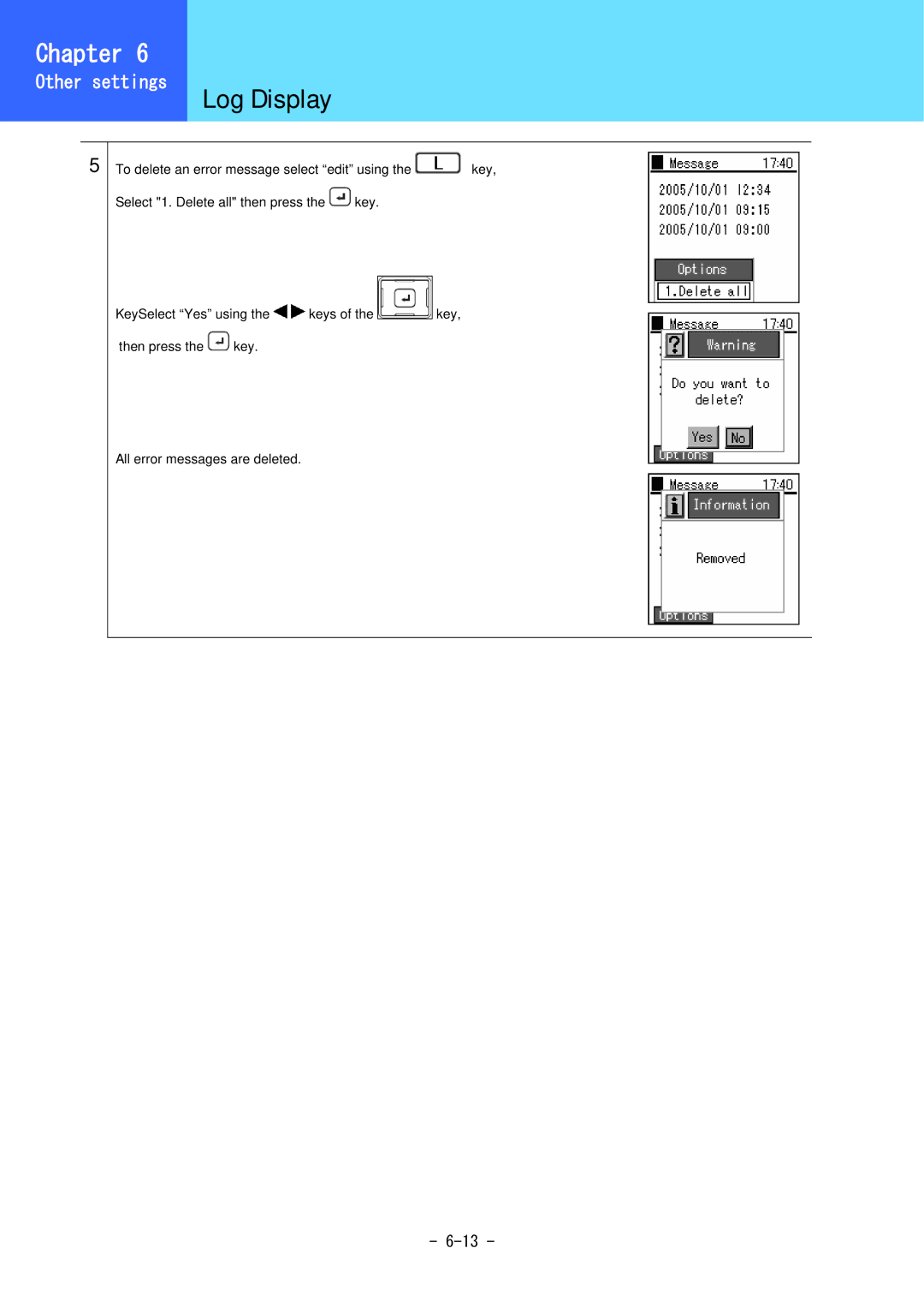 Hitachi 3000 user manual Log Display 