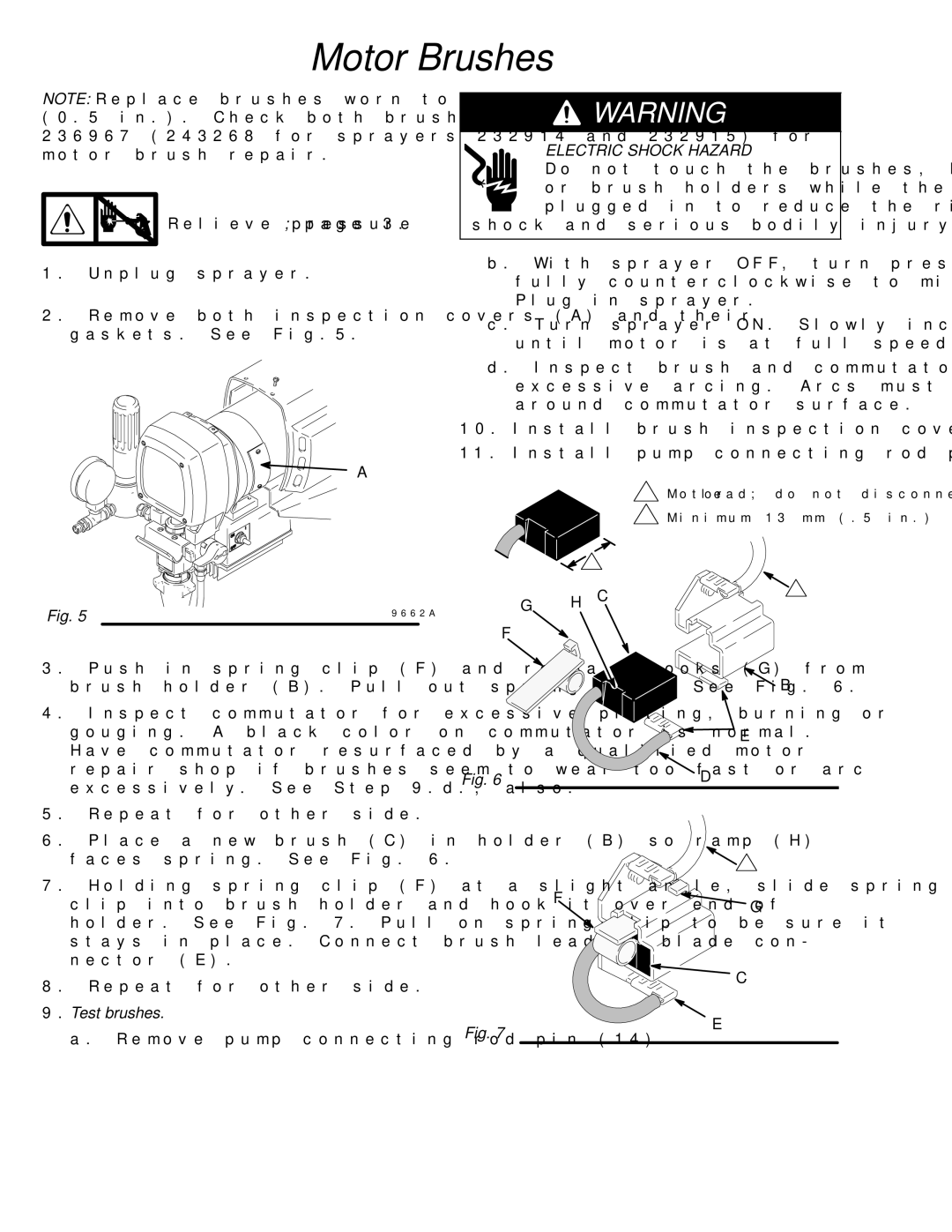 Hitachi 309067 dimensions Motor Brushes, Test brushes 