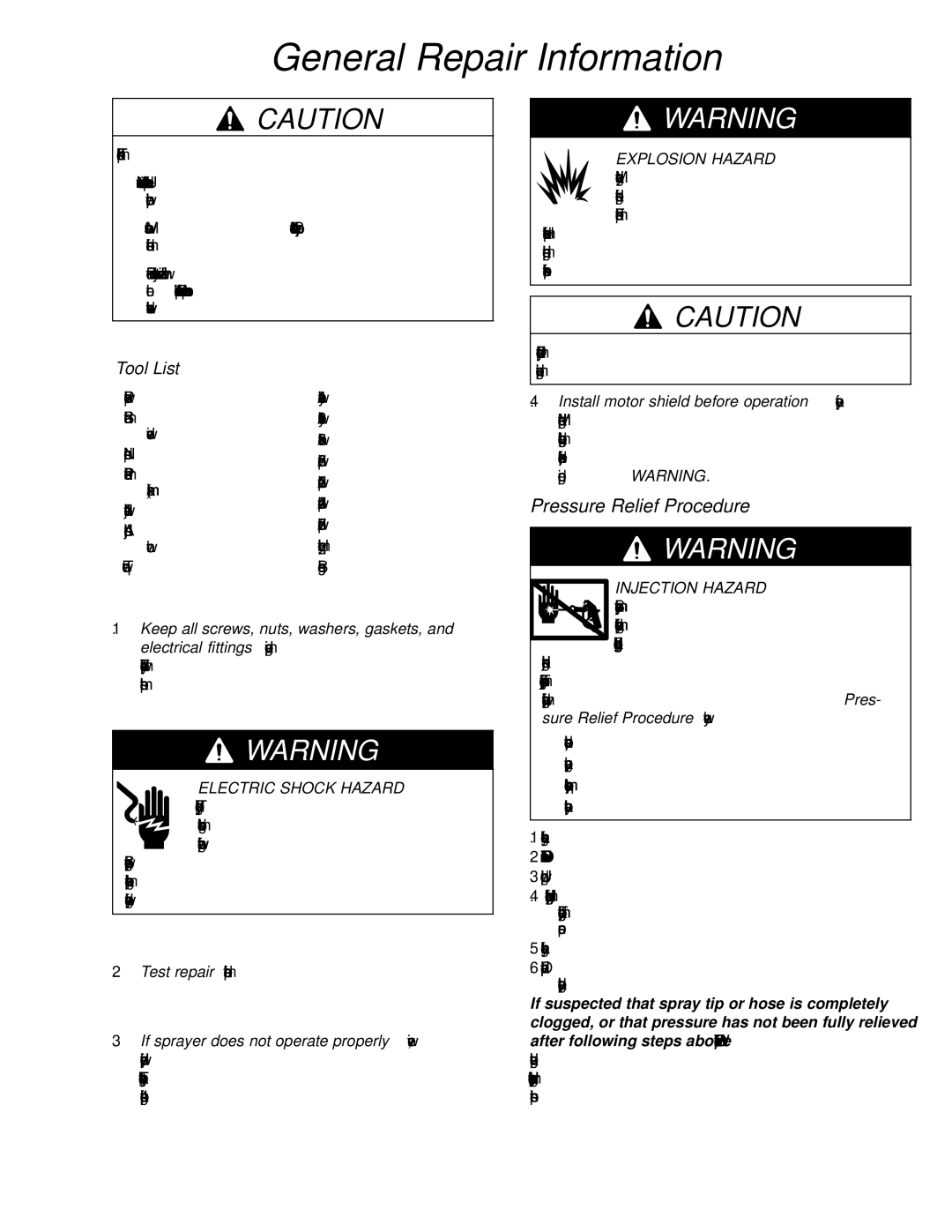 Hitachi 309067 dimensions General Repair Information, Pressure Relief Procedure, Electric Shock Hazard, Explosion Hazard 