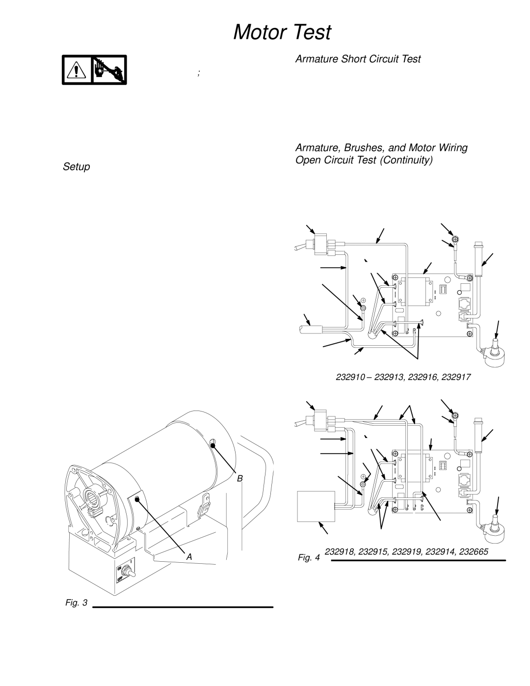 Hitachi 309067 dimensions Motor Test, Setup, Armature Short Circuit Test, 232910 232913, 232916 