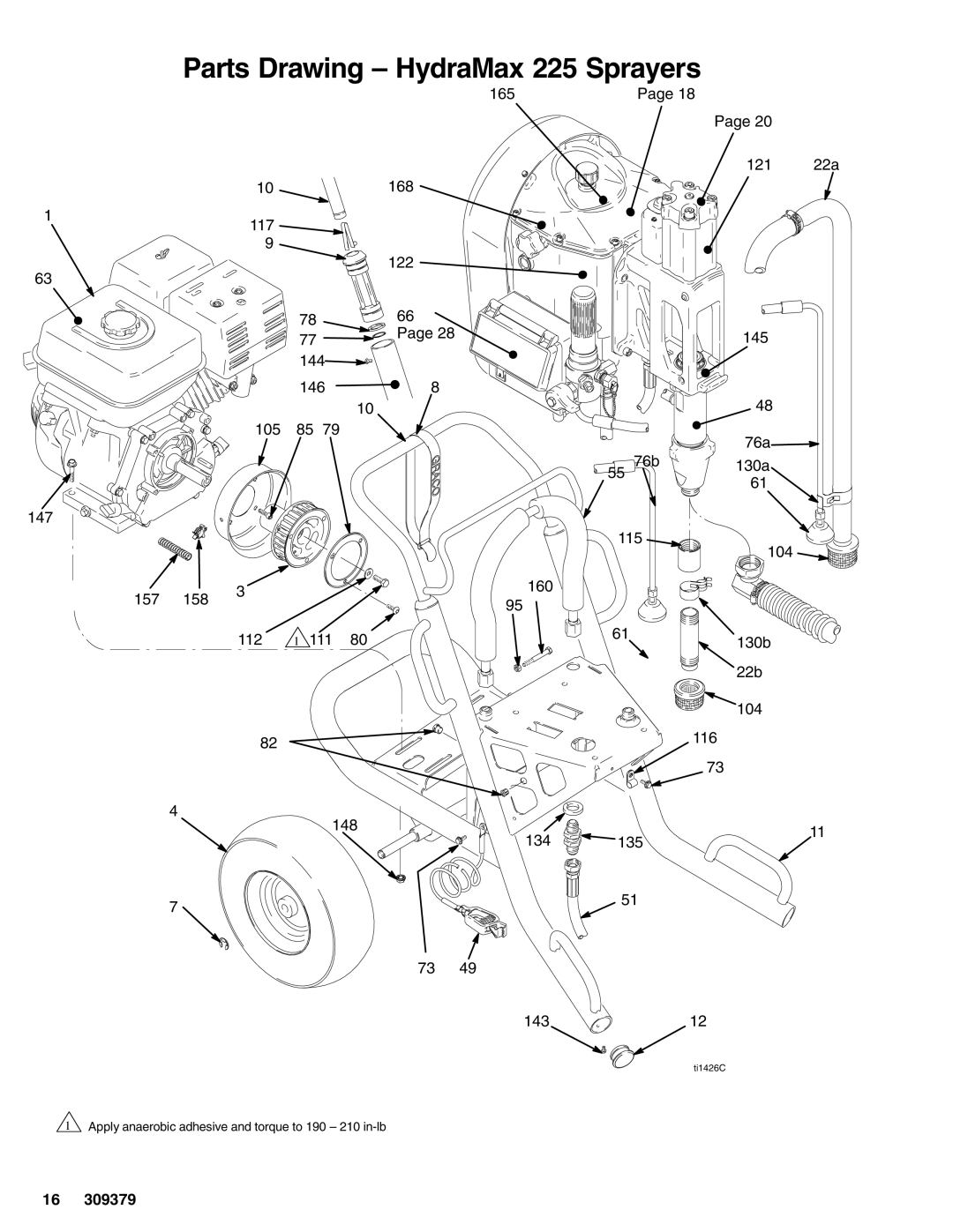 Hitachi 309379 warranty Parts Drawing HydraMax 225 Sprayers 