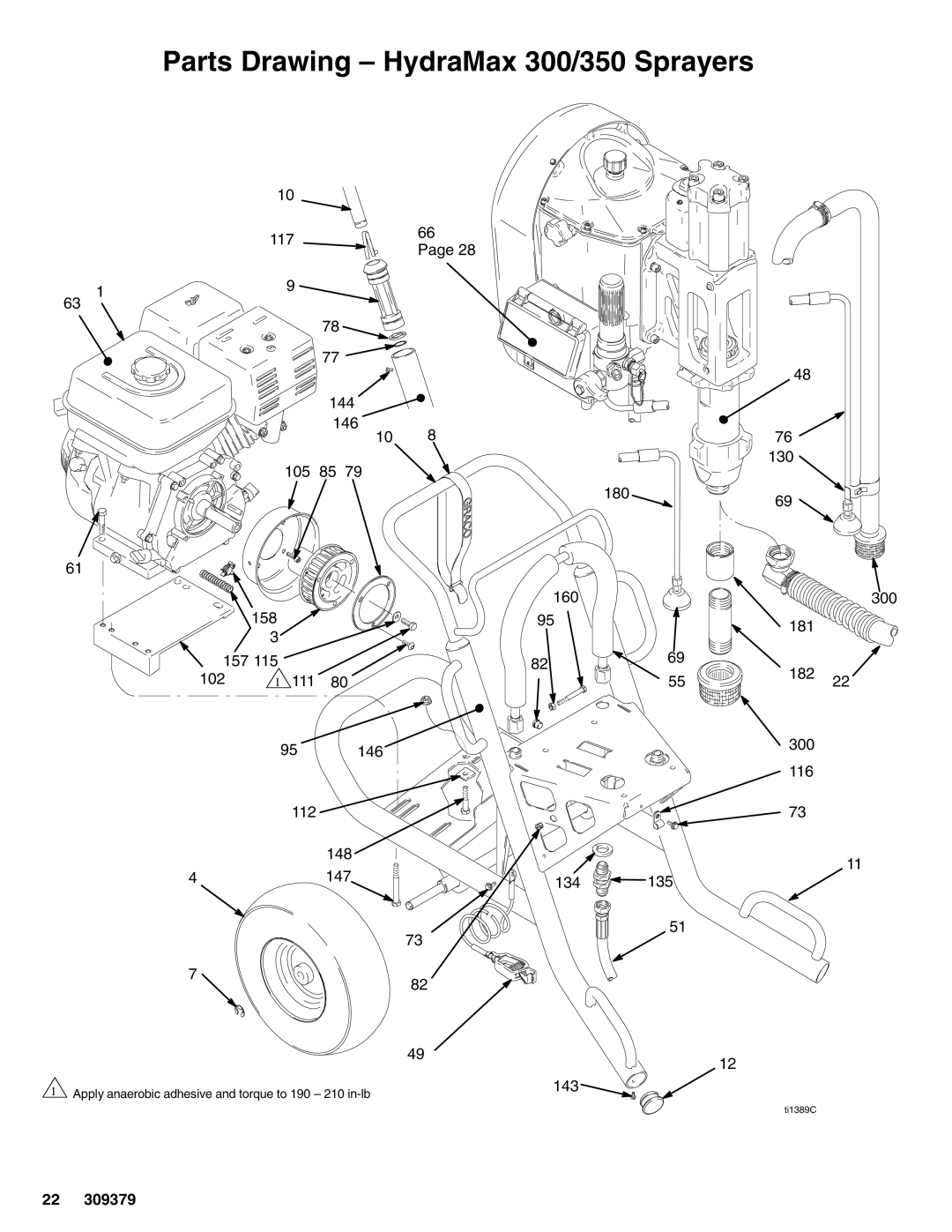 Hitachi 309379 warranty Parts Drawing HydraMax 300/350 Sprayers 