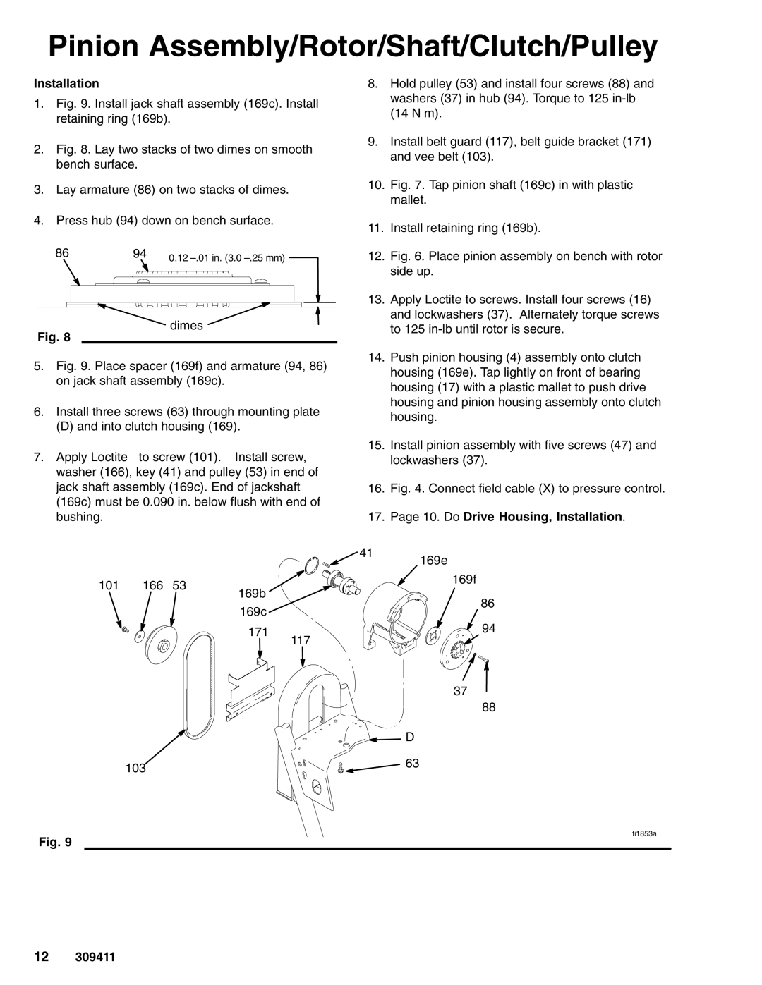 Hitachi 309411E manual Do Drive Housing, Installation 