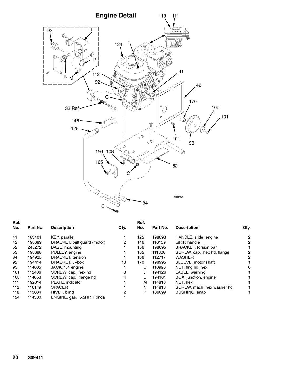 Hitachi 309411E manual Engine Detail 