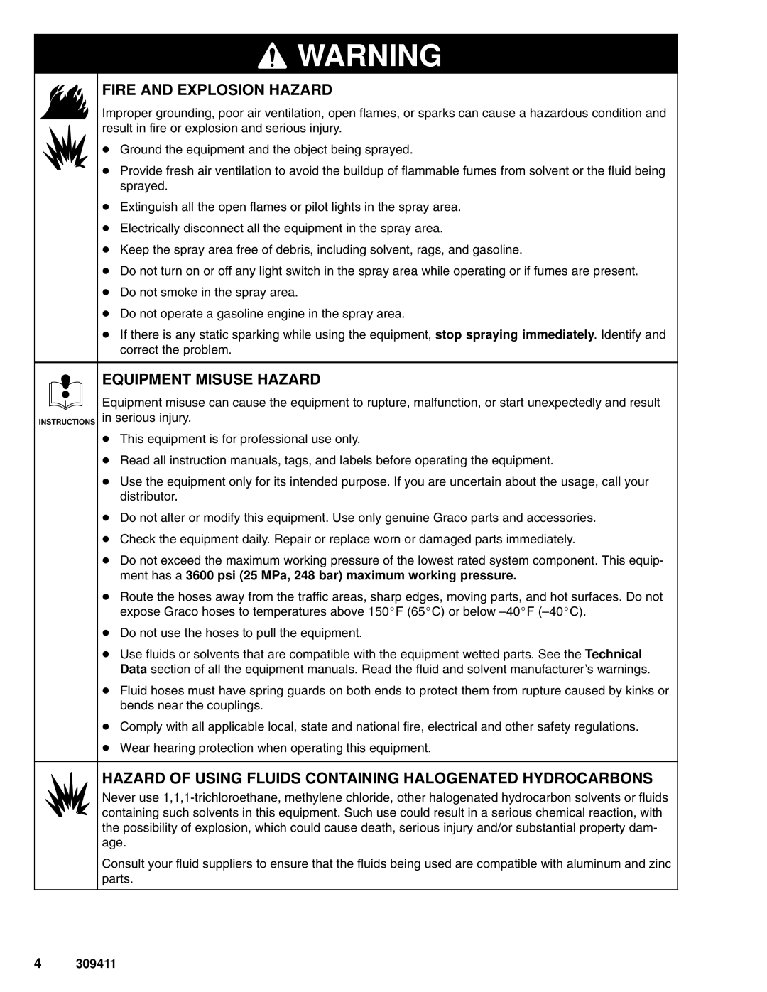 Hitachi 309411E manual Fire and Explosion Hazard 