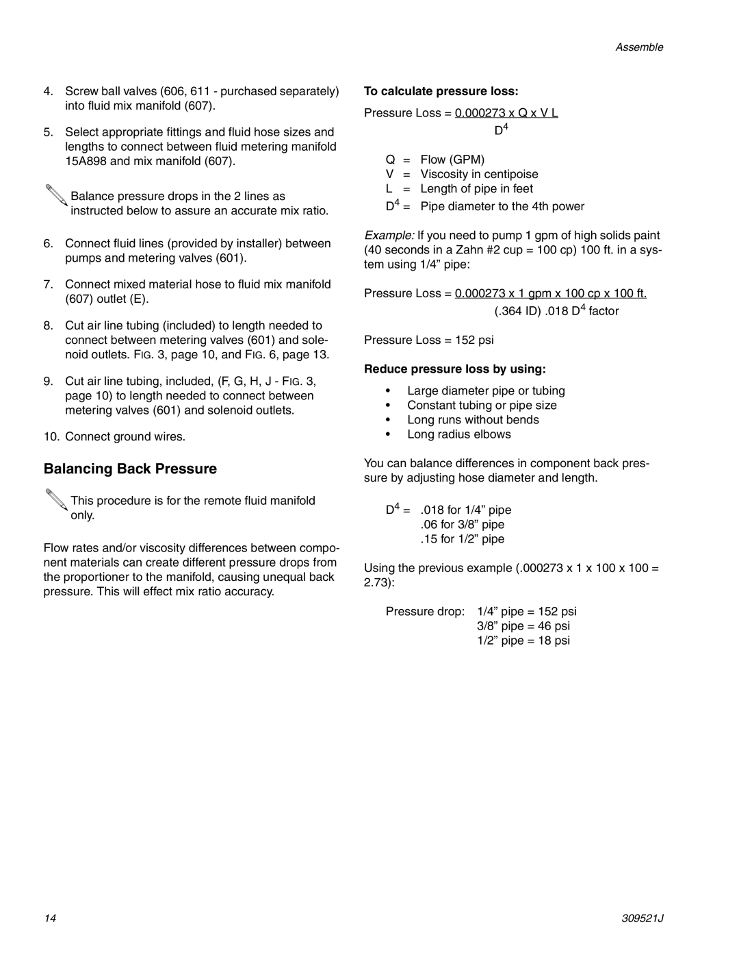 Hitachi 309521J important safety instructions To calculate pressure loss, Reduce pressure loss by using 