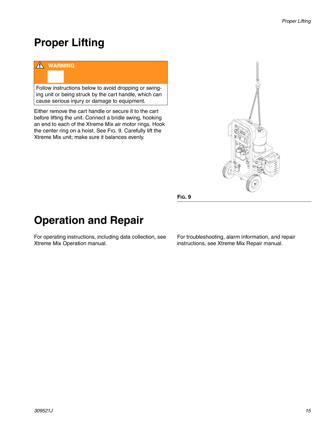 Hitachi 309521J important safety instructions Proper Lifting, Operation and Repair 