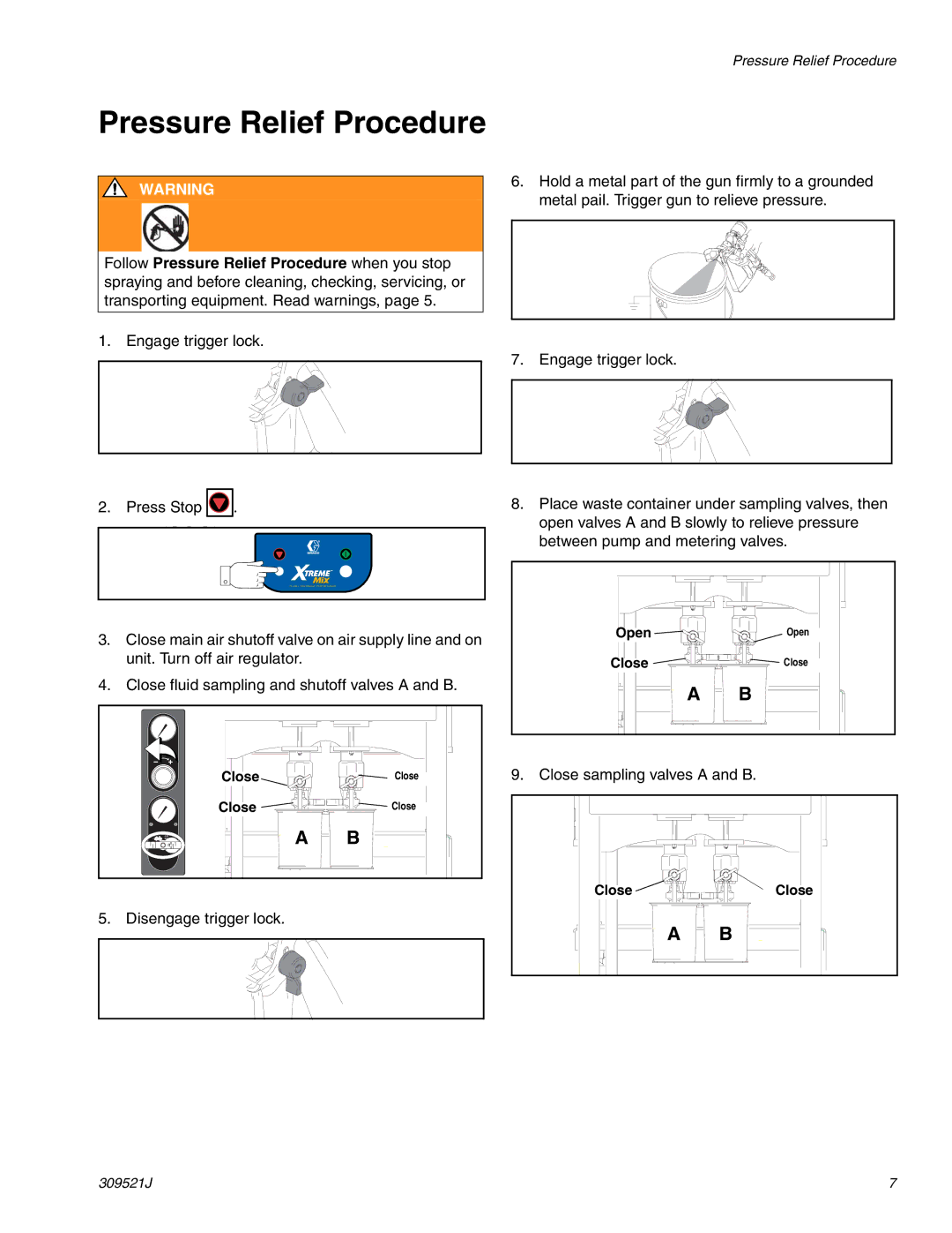 Hitachi 309521J important safety instructions Pressure Relief Procedure 