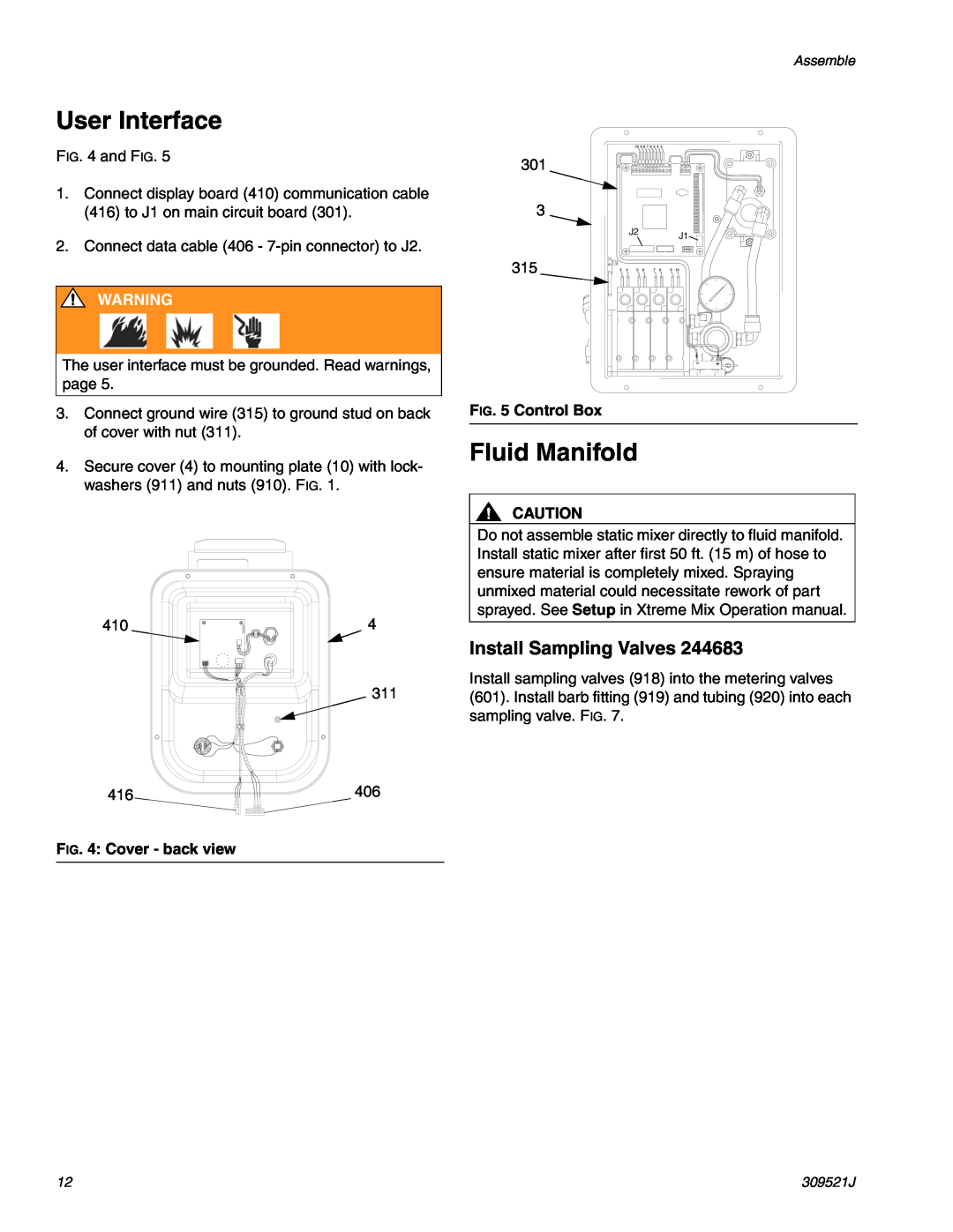 Hitachi 309521J User Interface, Fluid Manifold, Install Sampling Valves, Cover - back view, Control Box 