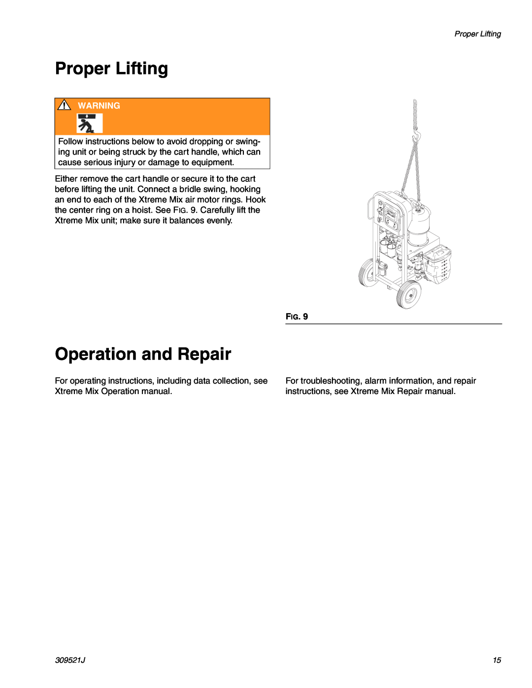 Hitachi 309521J important safety instructions Proper Lifting, Operation and Repair 