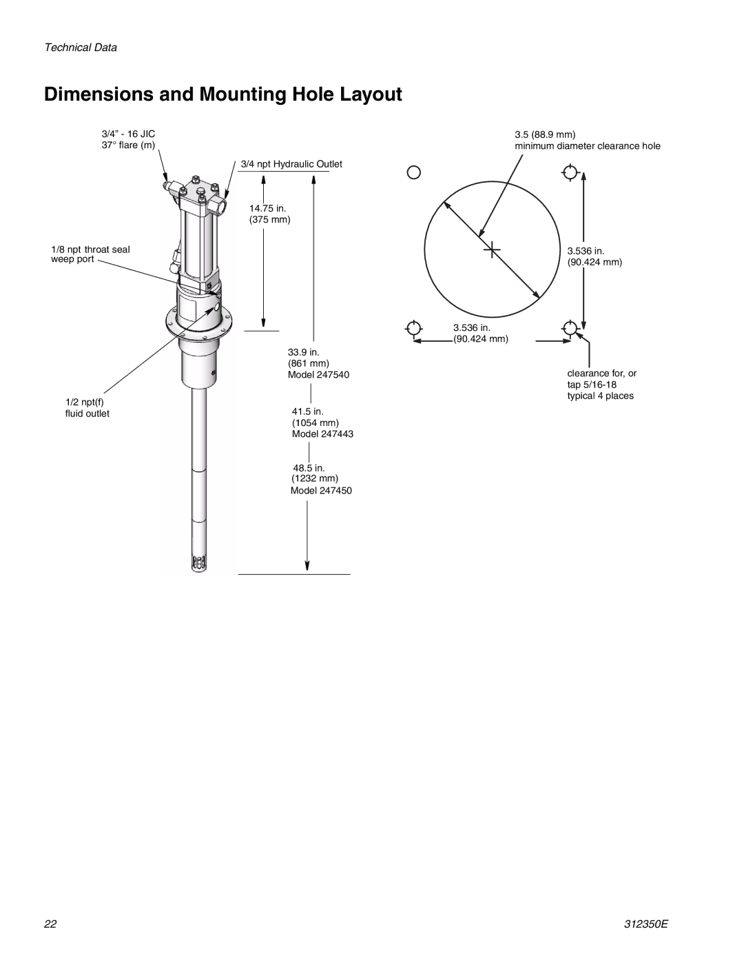 Hitachi 312350E important safety instructions Dimensions and Mounting Hole Layout 