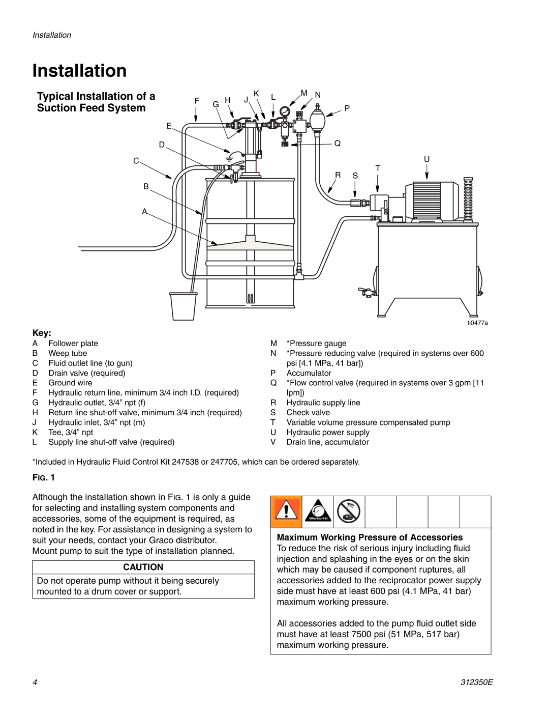 Hitachi 312350E important safety instructions Typical Installation of a Suction Feed System, Key 