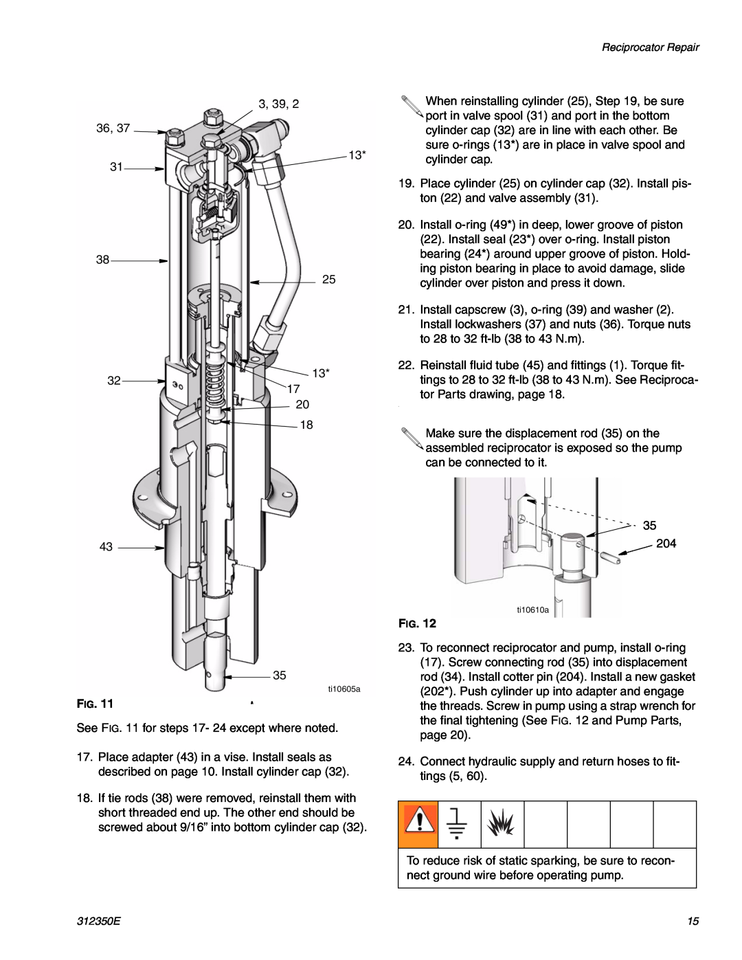 Hitachi 312350E important safety instructions Reciprocator Repair 