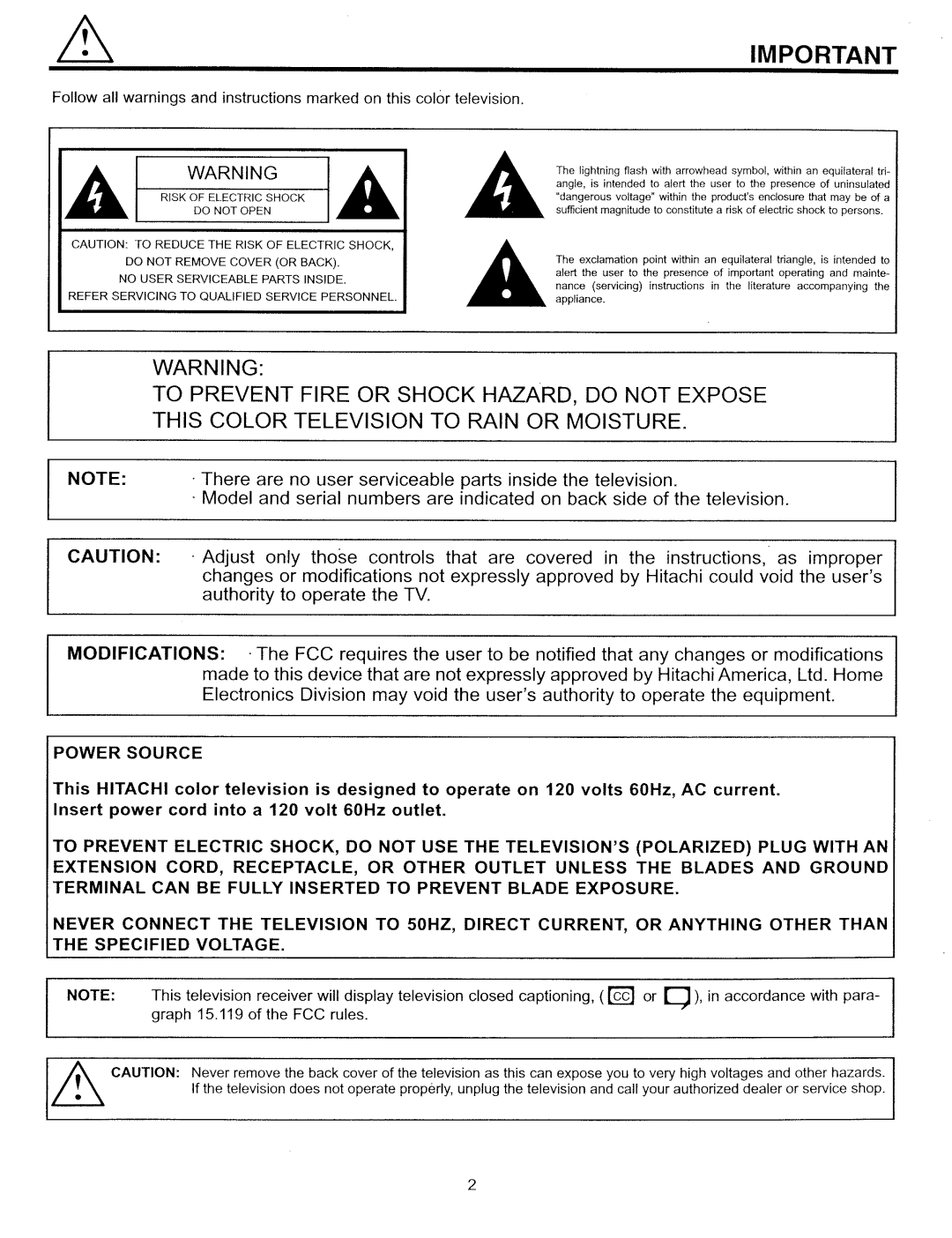 Hitachi 32CX39B manual 