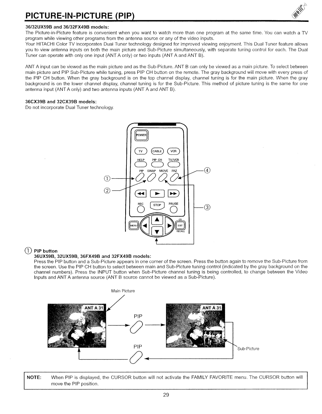 Hitachi 32CX39B manual 