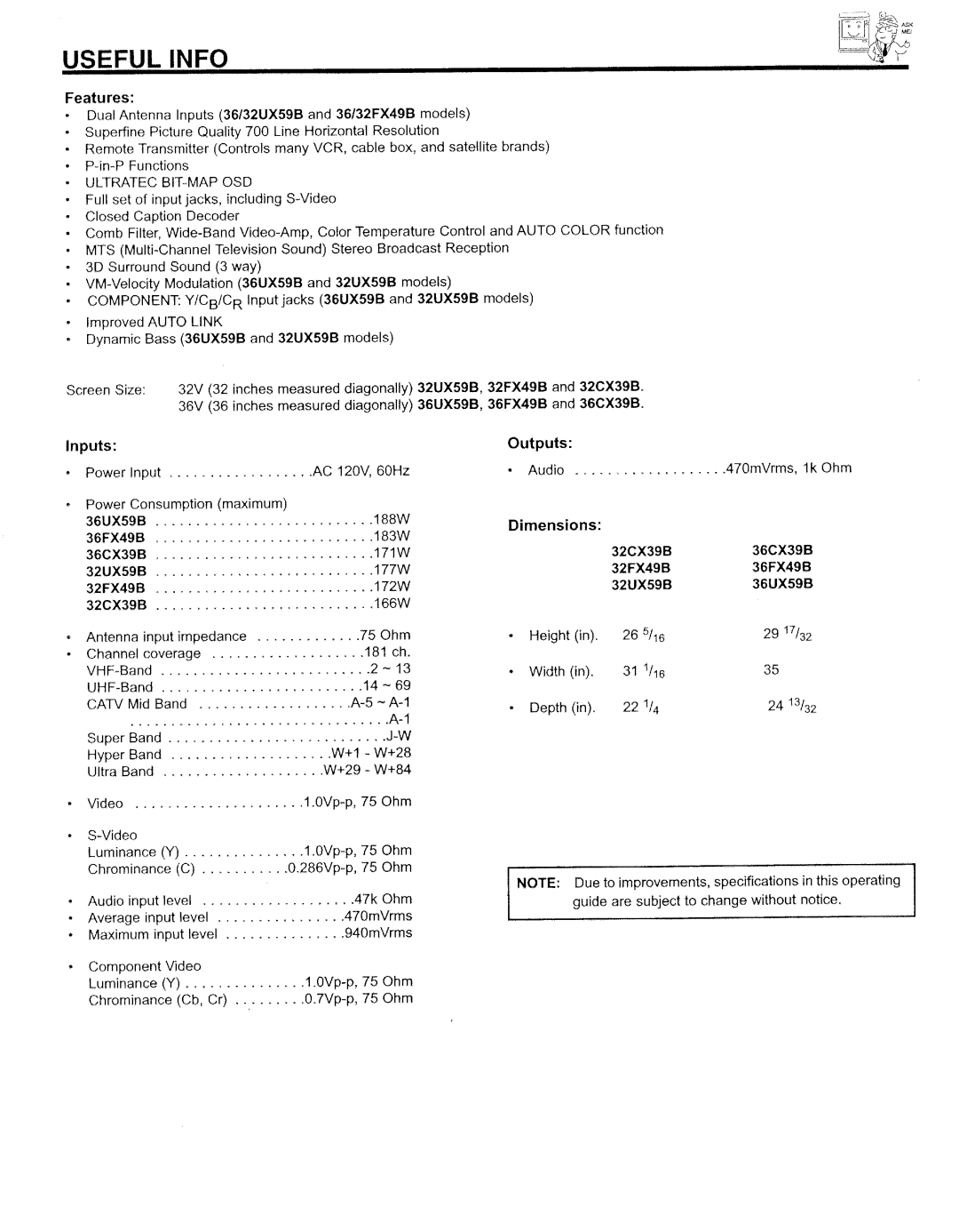 Hitachi 32CX39B manual 