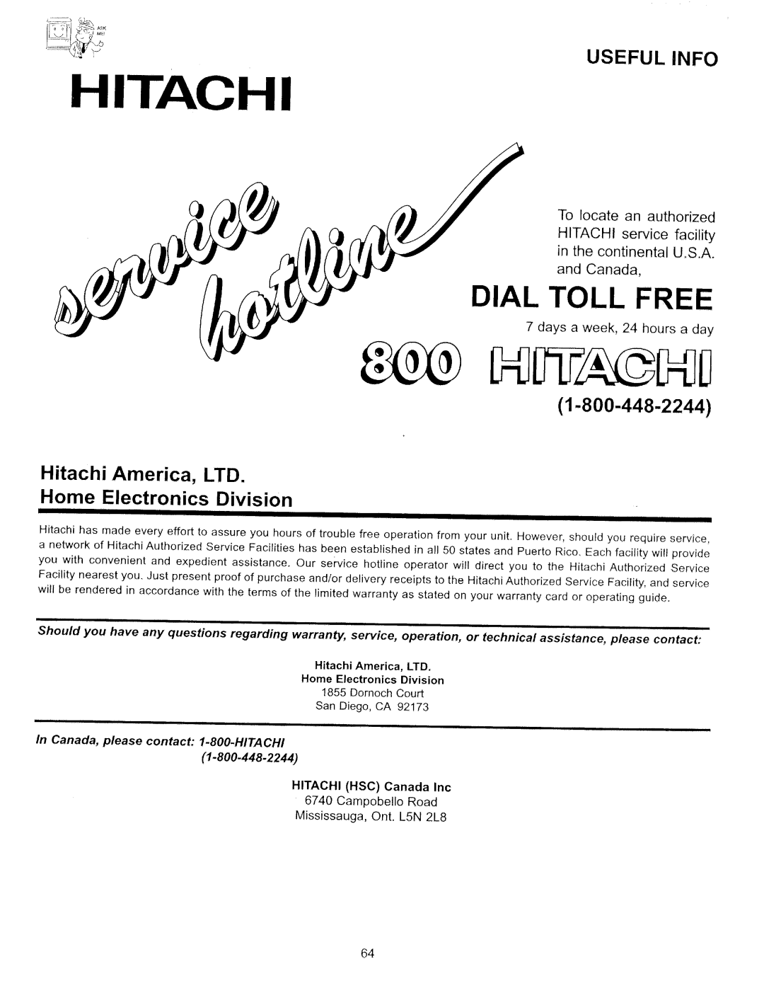 Hitachi 32CX39B manual 