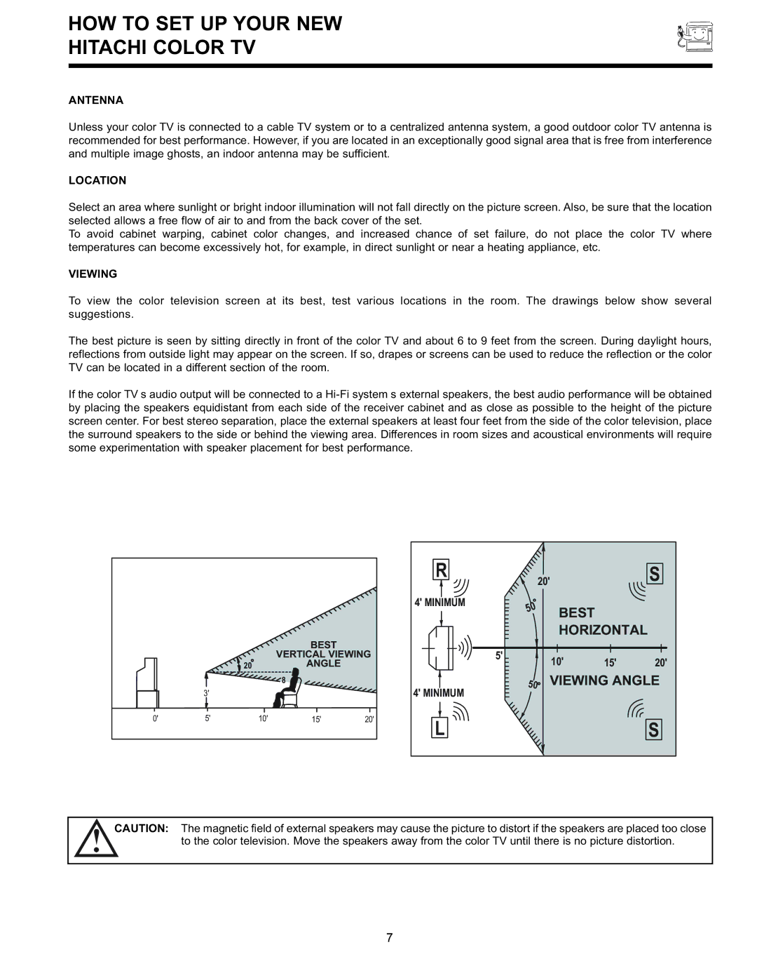 Hitachi 36GX01B, 36UX01S, 32GX01B, 32UX01S manual HOW to SET UP Your NEW Hitachi Color TV, Antenna, Location, Viewing 