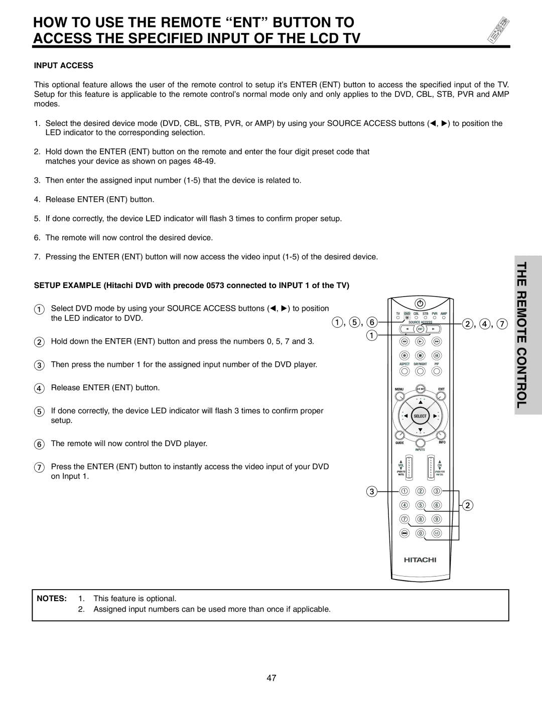 Hitachi 32HDL51 important safety instructions Input Access 