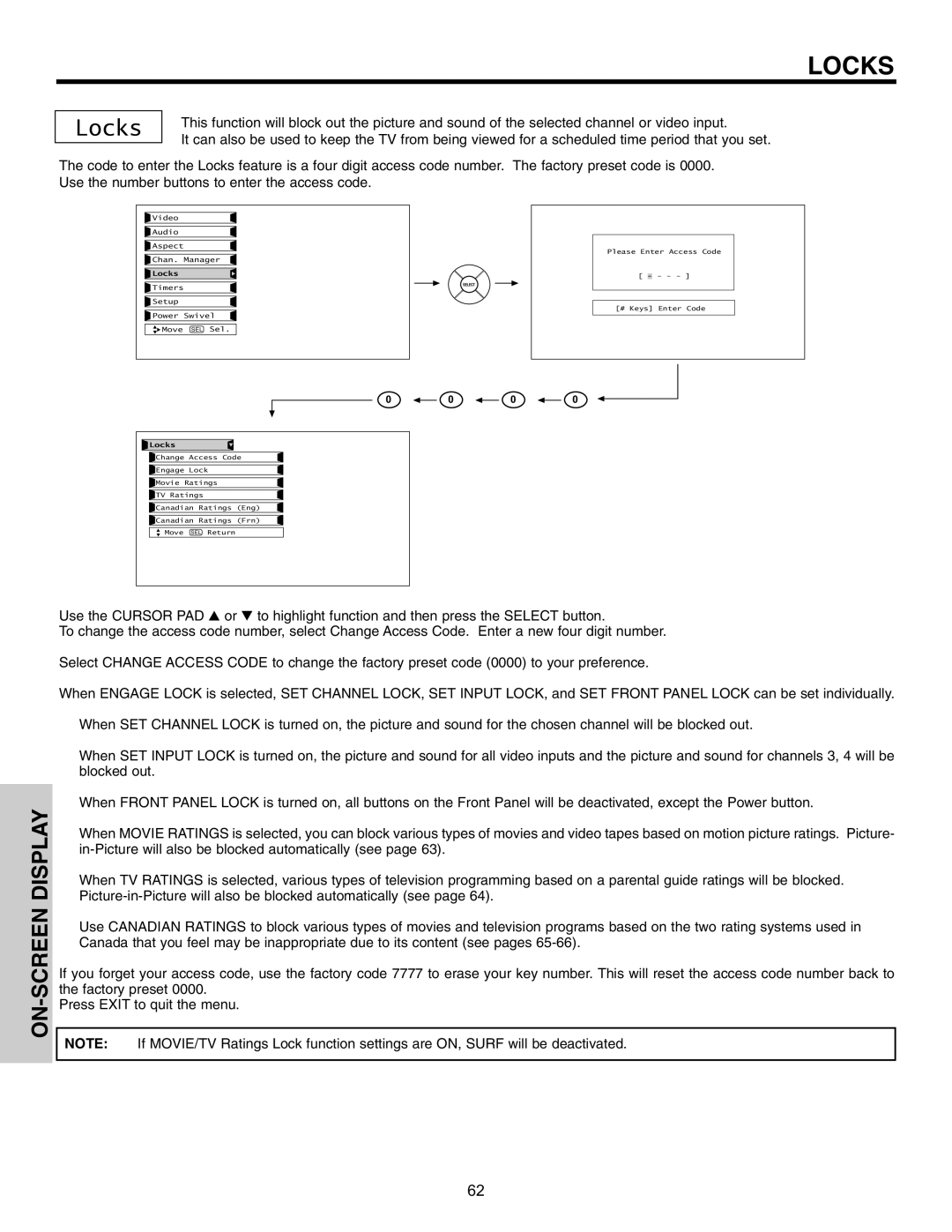 Hitachi 32HDL51 important safety instructions Locks 