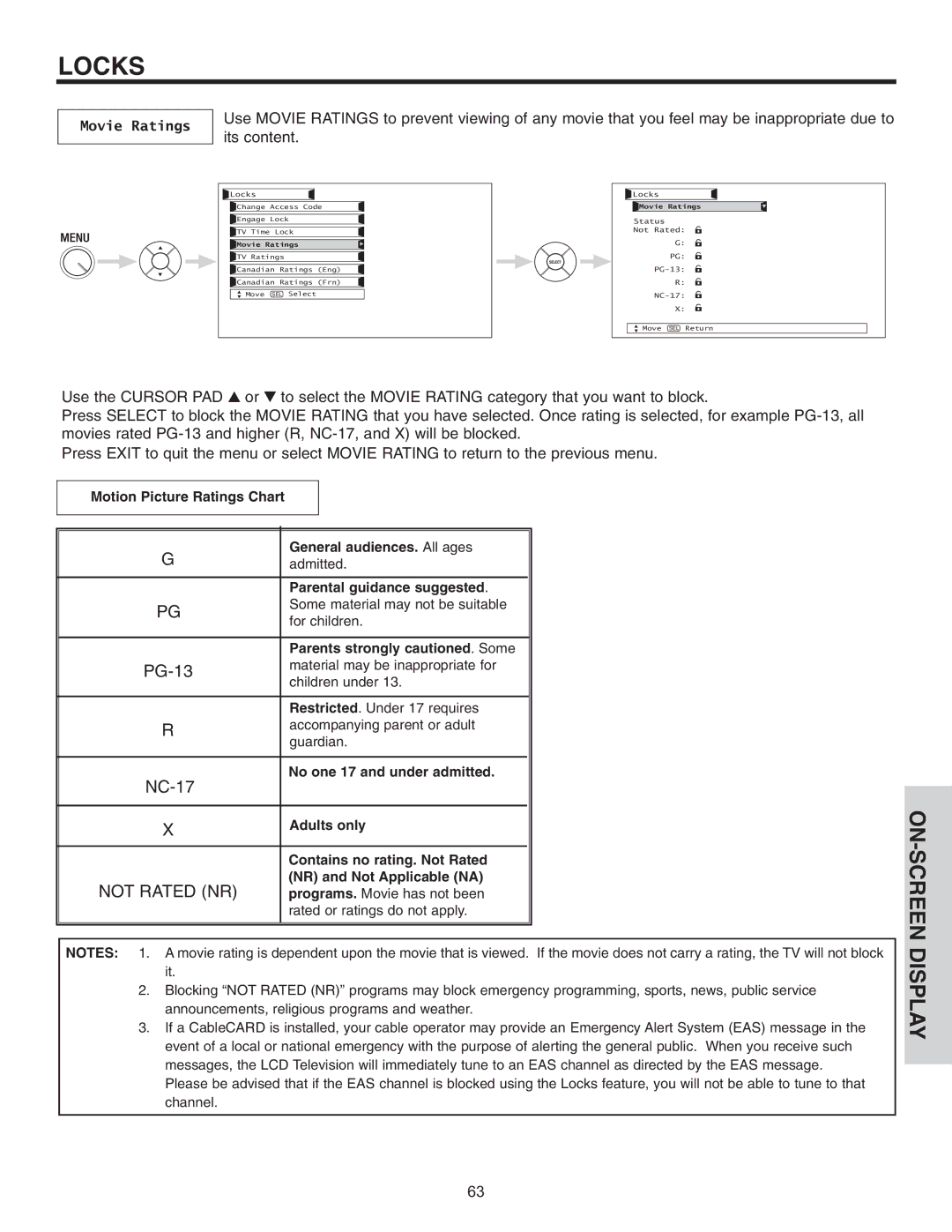 Hitachi 32HDL51 important safety instructions Movie Ratings 