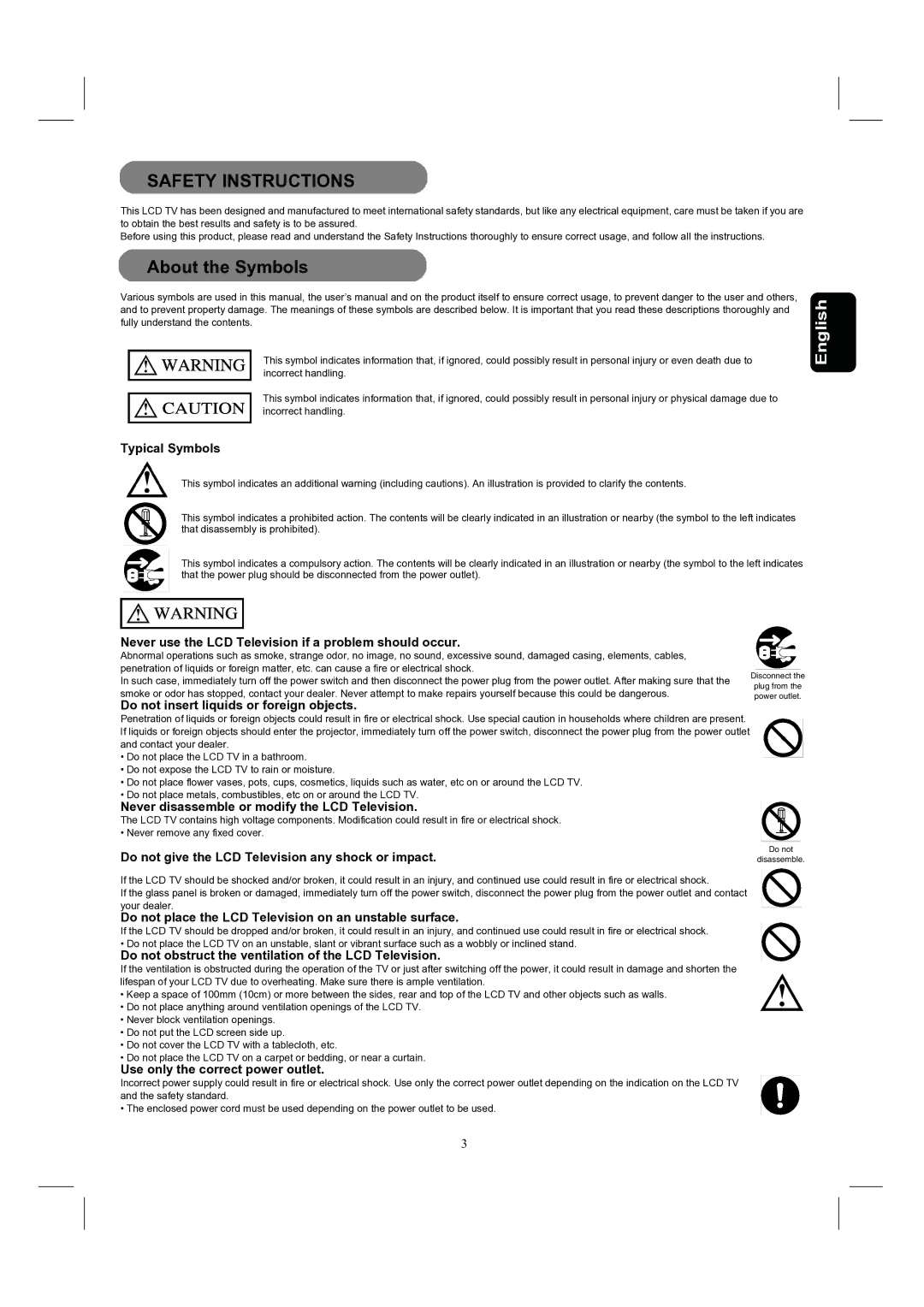 Hitachi 37HDL52, 32HDL52 important safety instructions About the Symbols 