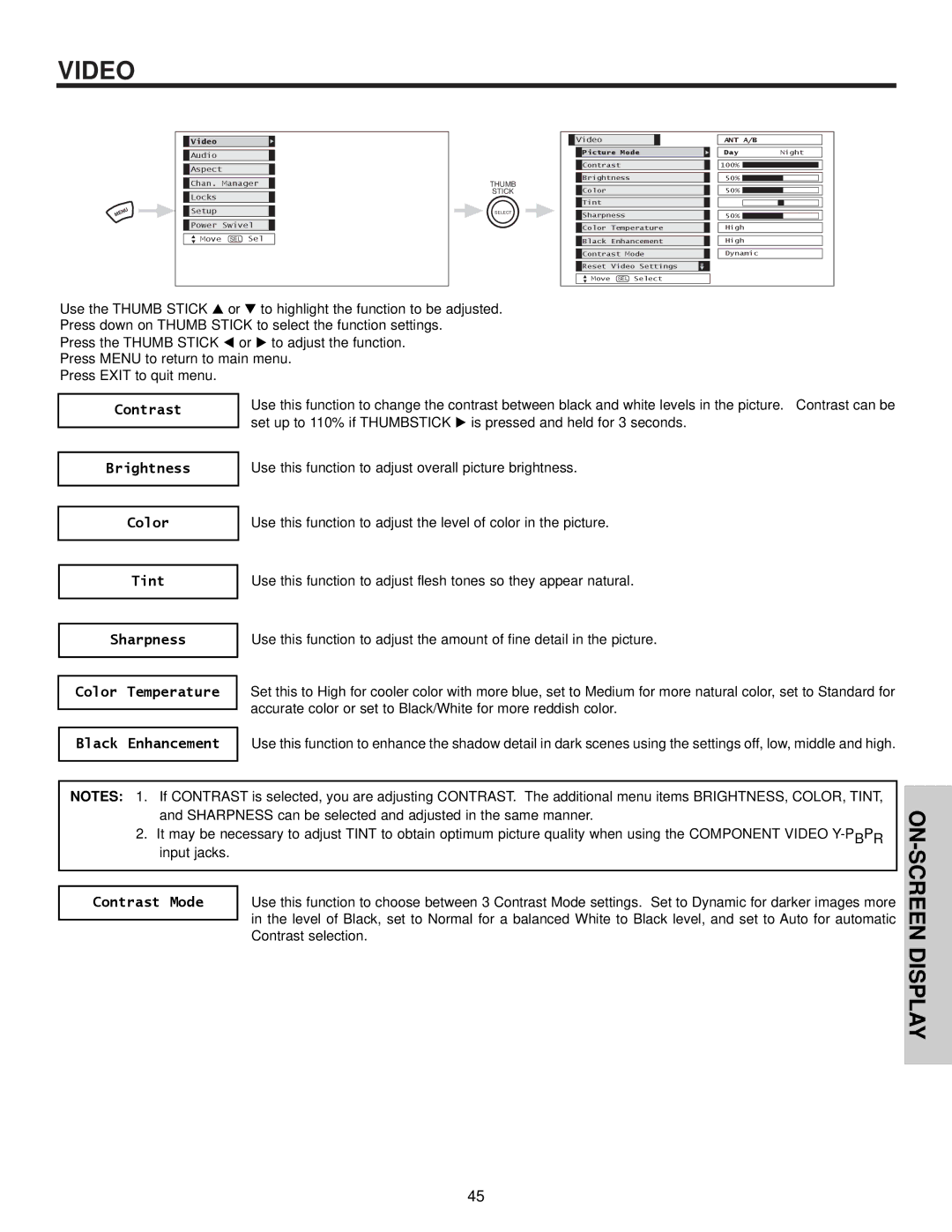 Hitachi 32HDX60 important safety instructions Use the Thumb Stick 