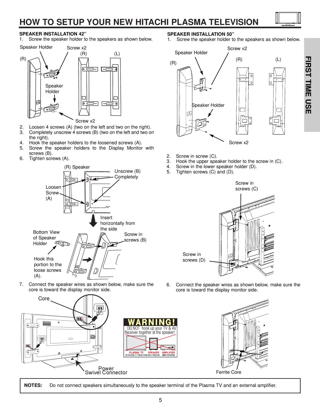 Hitachi 32HDX60 HOW to Setup Your NEW Hitachi Plasma Television, First Time, Use, Speaker Installation 