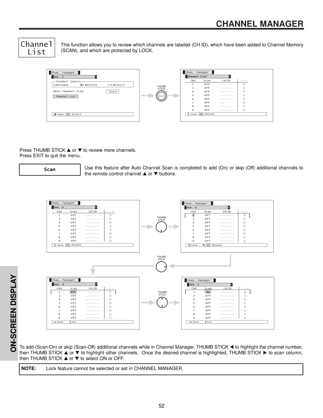 Hitachi 32HDX60 important safety instructions Screen Display, Scan 