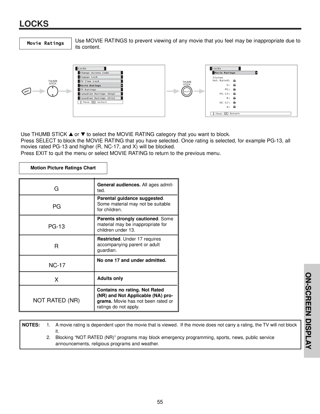 Hitachi 32HDX60 important safety instructions Movie Ratings 