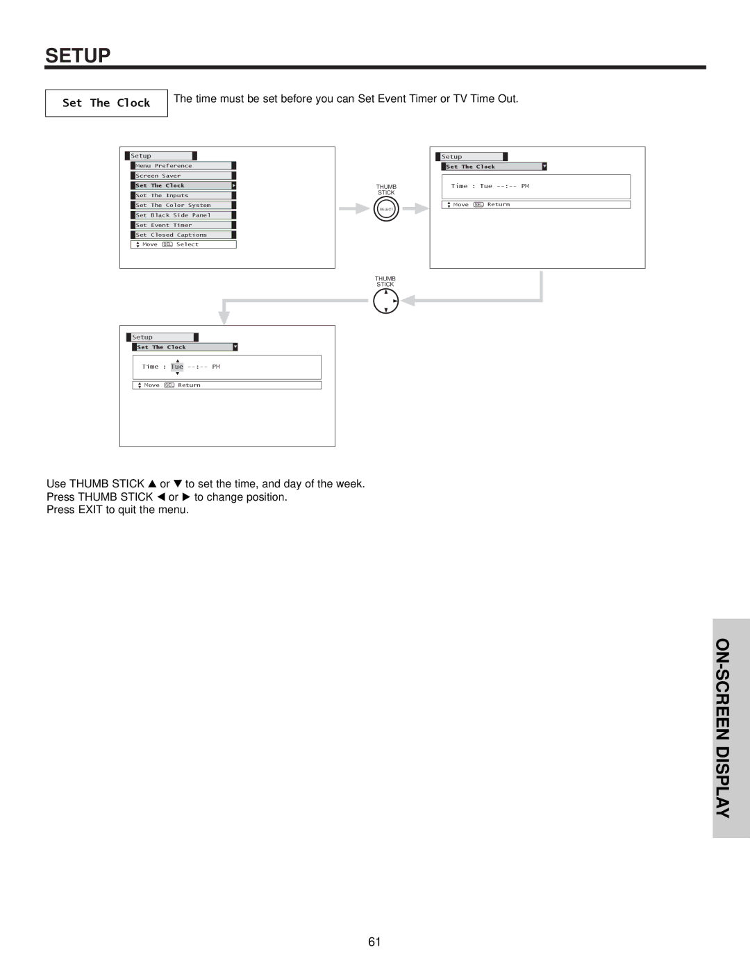 Hitachi 32HDX60 important safety instructions Set The Clock 