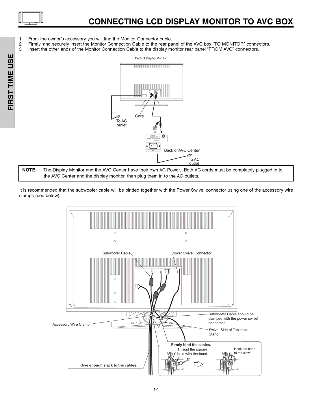 Hitachi 32HLX61 important safety instructions Connecting LCD Display Monitor to AVC BOX 