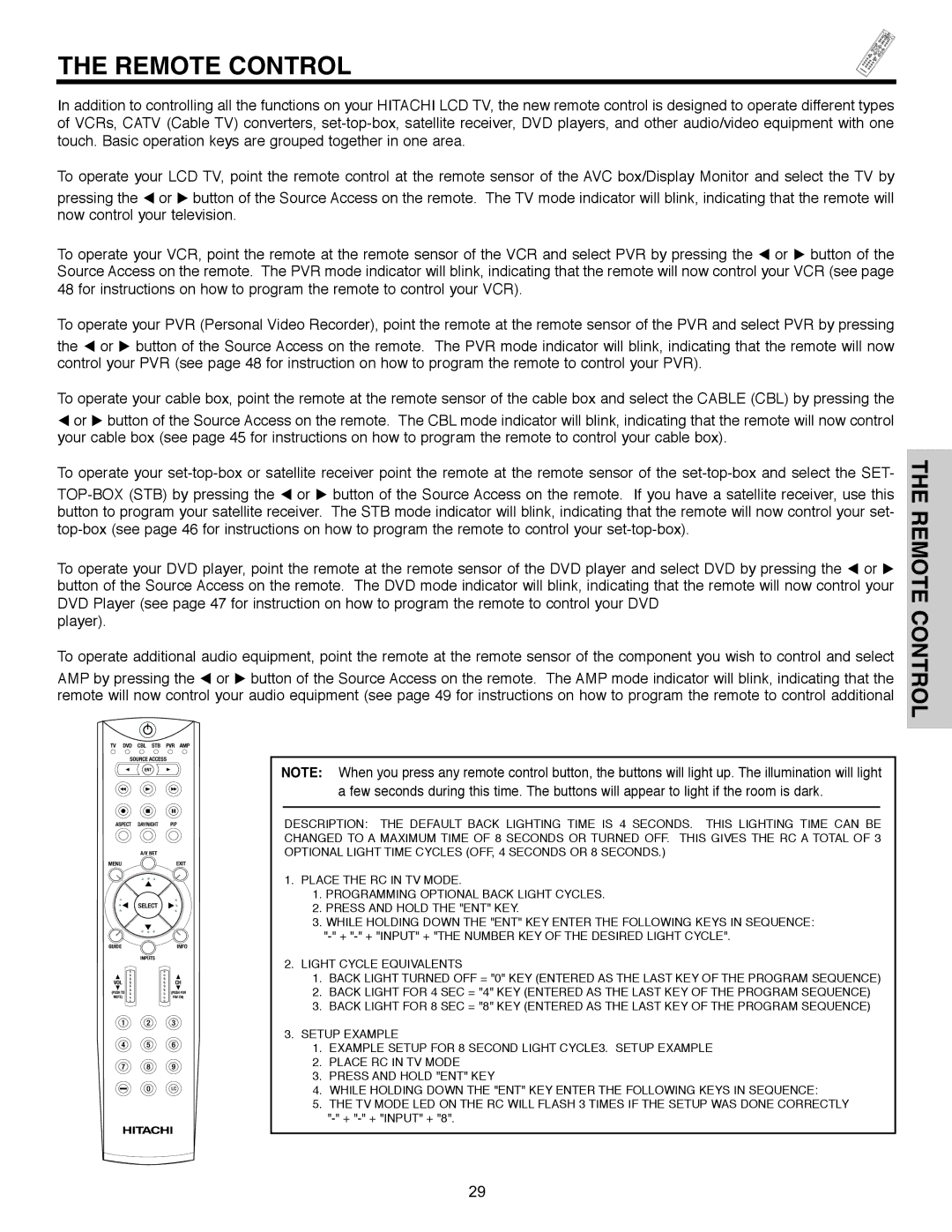 Hitachi 32HLX61 important safety instructions Remote Control 