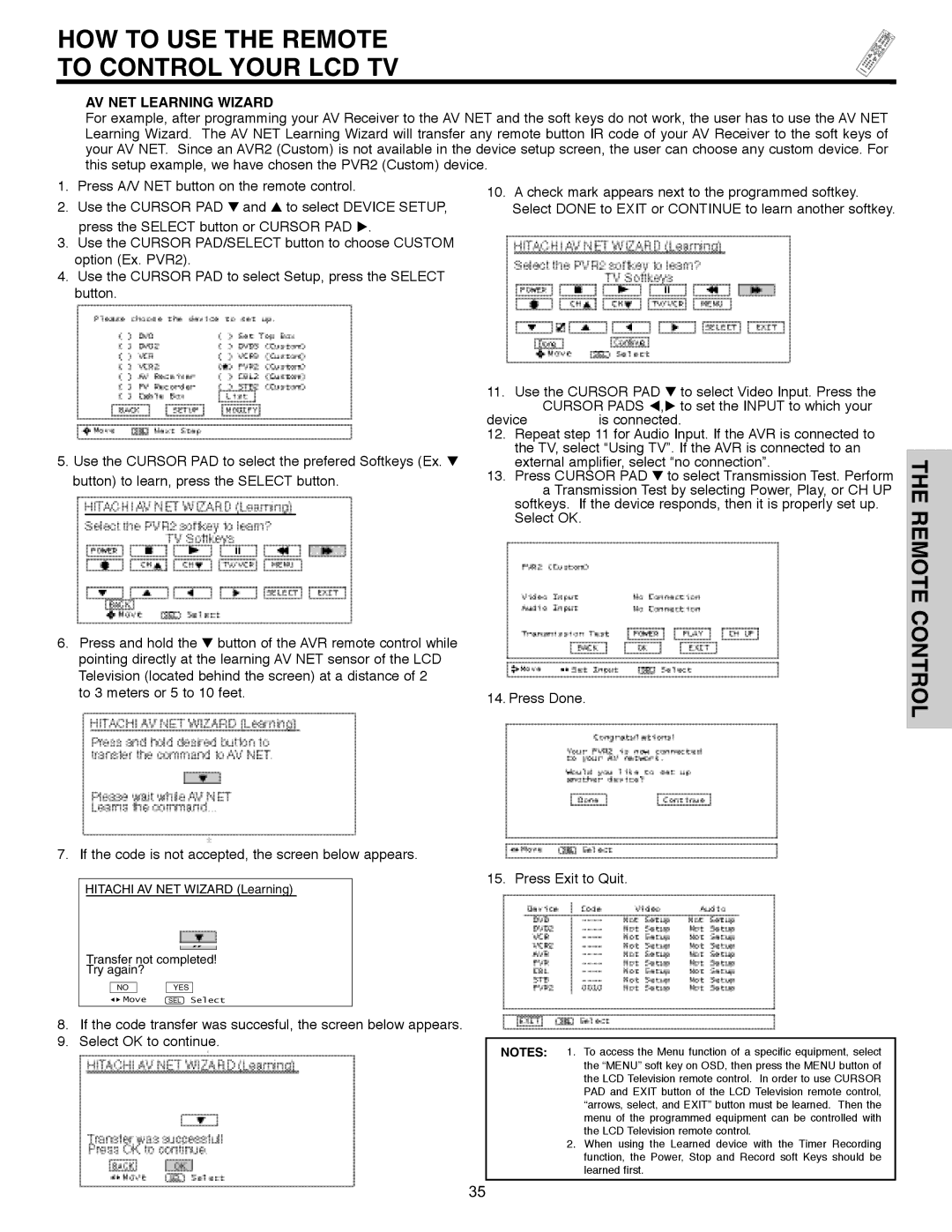 Hitachi 32HLX61 important safety instructions Remote 