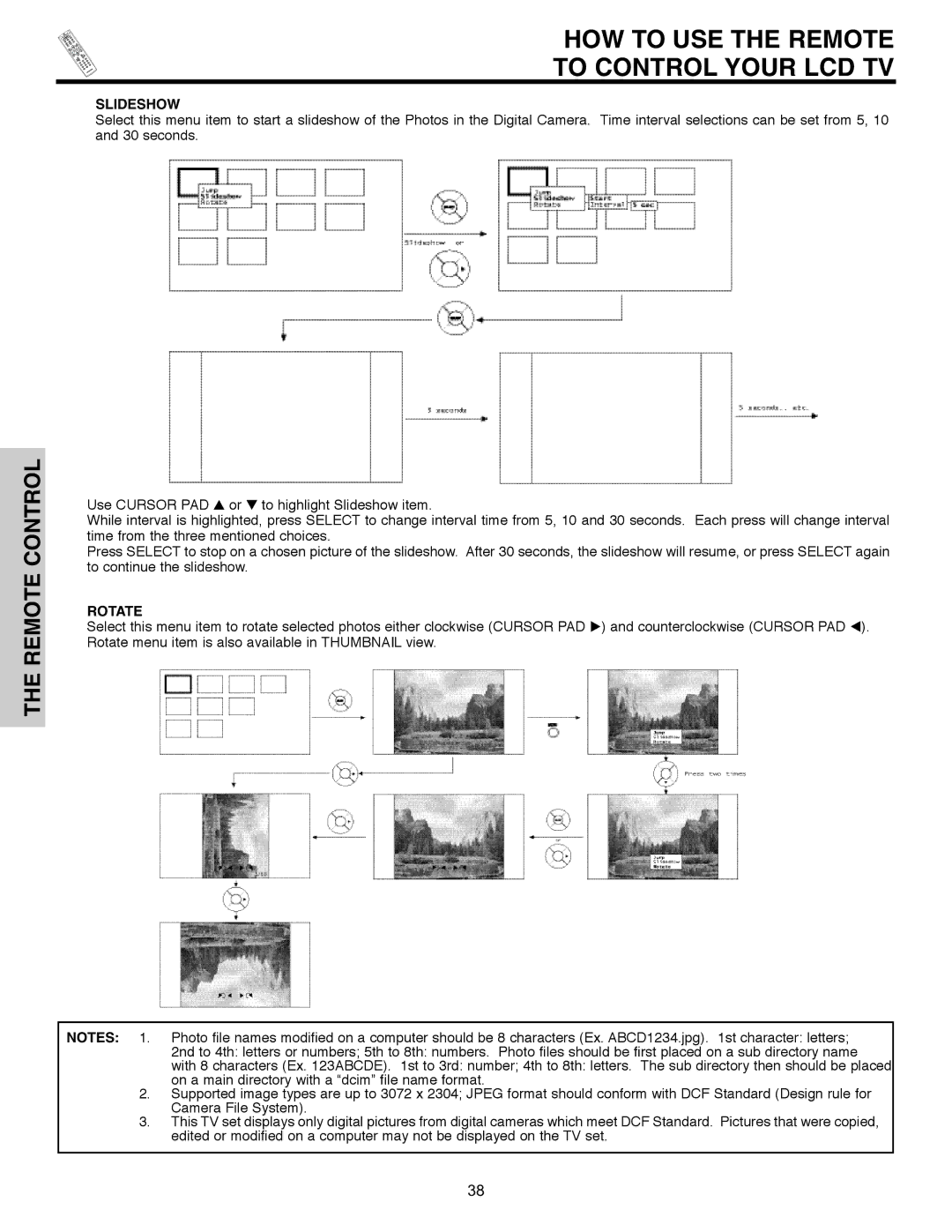 Hitachi 32HLX61 important safety instructions Slideshow, Rotate 