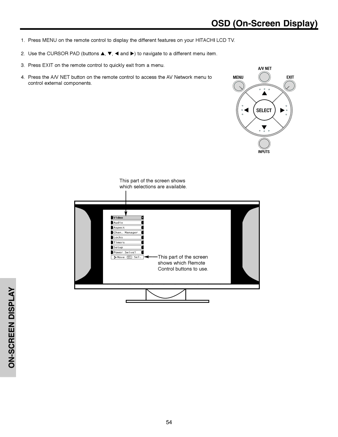 Hitachi 32HLX61 important safety instructions OSD On-Screen Display, ON-SCREEN Display 