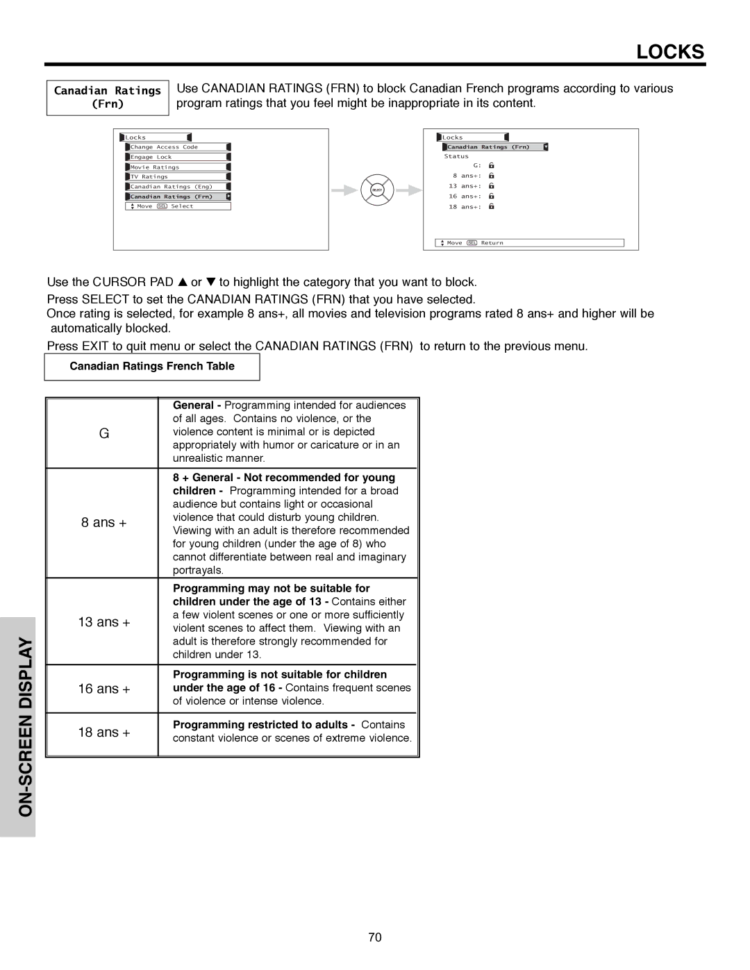 Hitachi 32HLX61 important safety instructions Frn, Canadian Ratings French Table, Programming is not suitable for children 