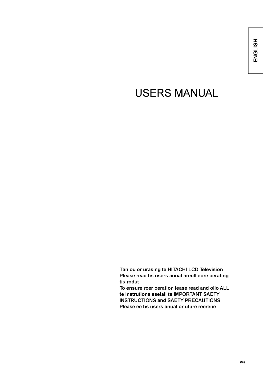 Hitachi 37LD9700U, 32LD9700N, 32LD9700U, 37LD9700C, 37LD9600, 37LD9700N, 32LD9600, 32LD9700C user manual English 