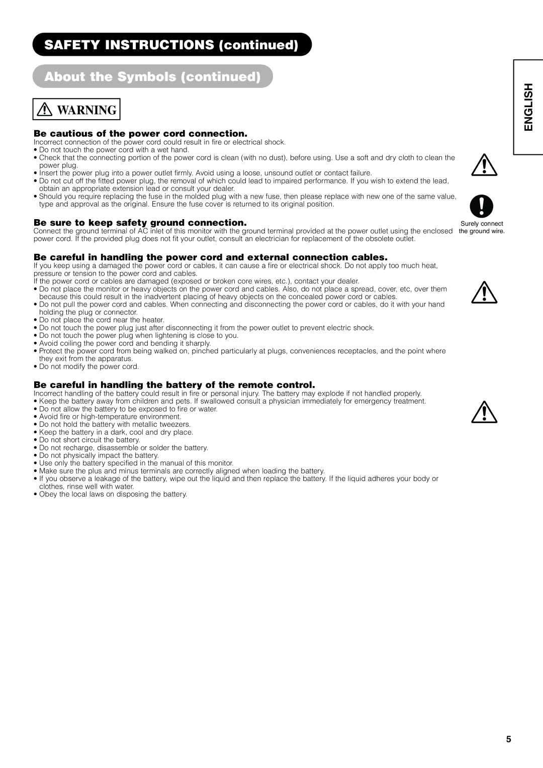 Hitachi 42PD7800, 32PD7800 user manual Safety Instructions About the Symbols, Be cautious of the power cord connection 