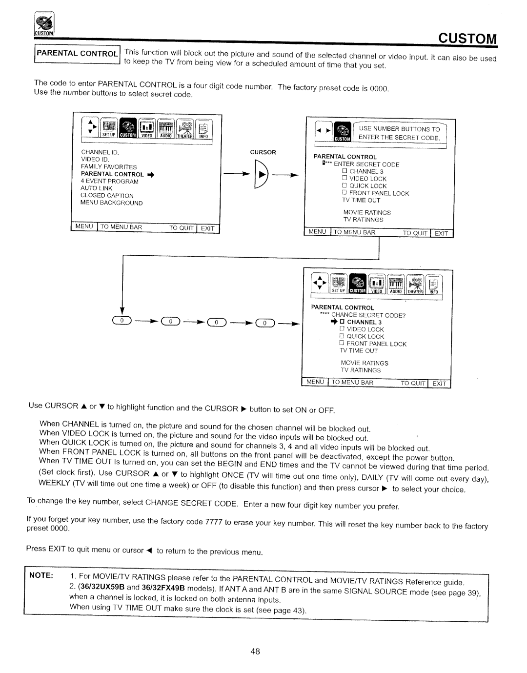 Hitachi 32UX59B manual 