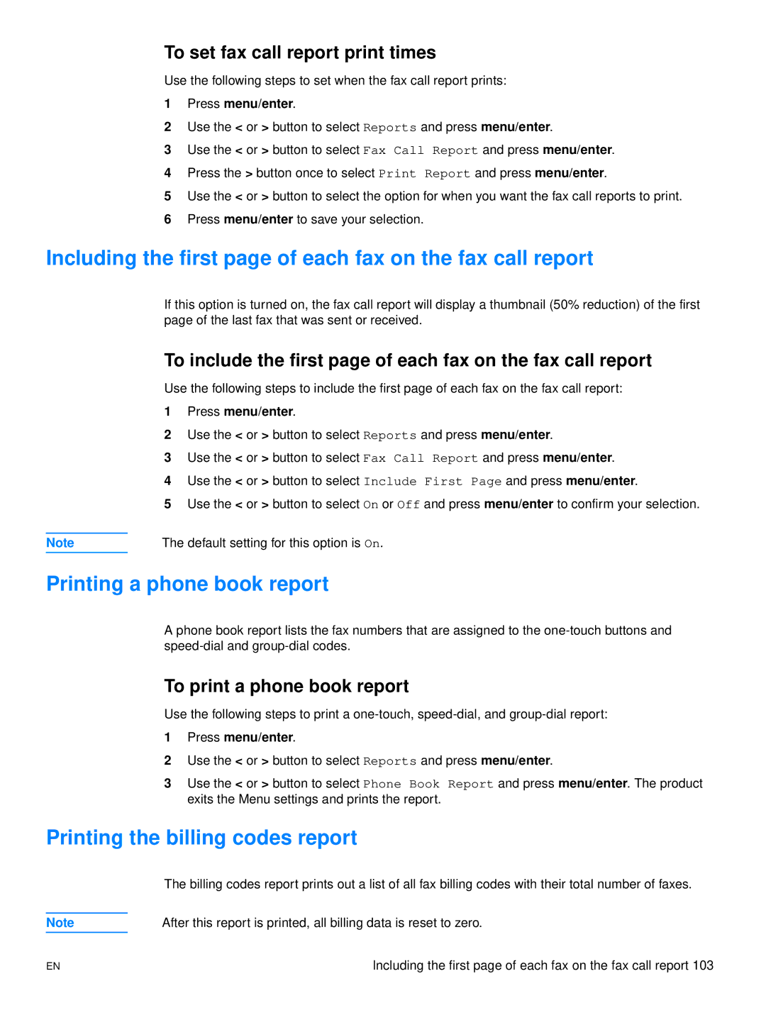 Hitachi 3300MFP manual Including the first page of each fax on the fax call report, Printing a phone book report 