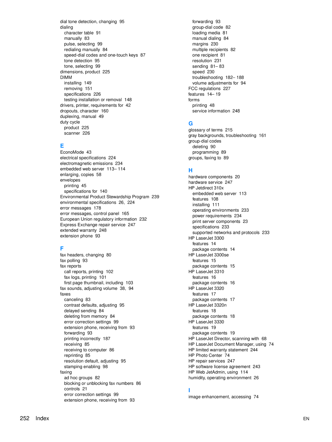 Hitachi 3300MFP manual Index 