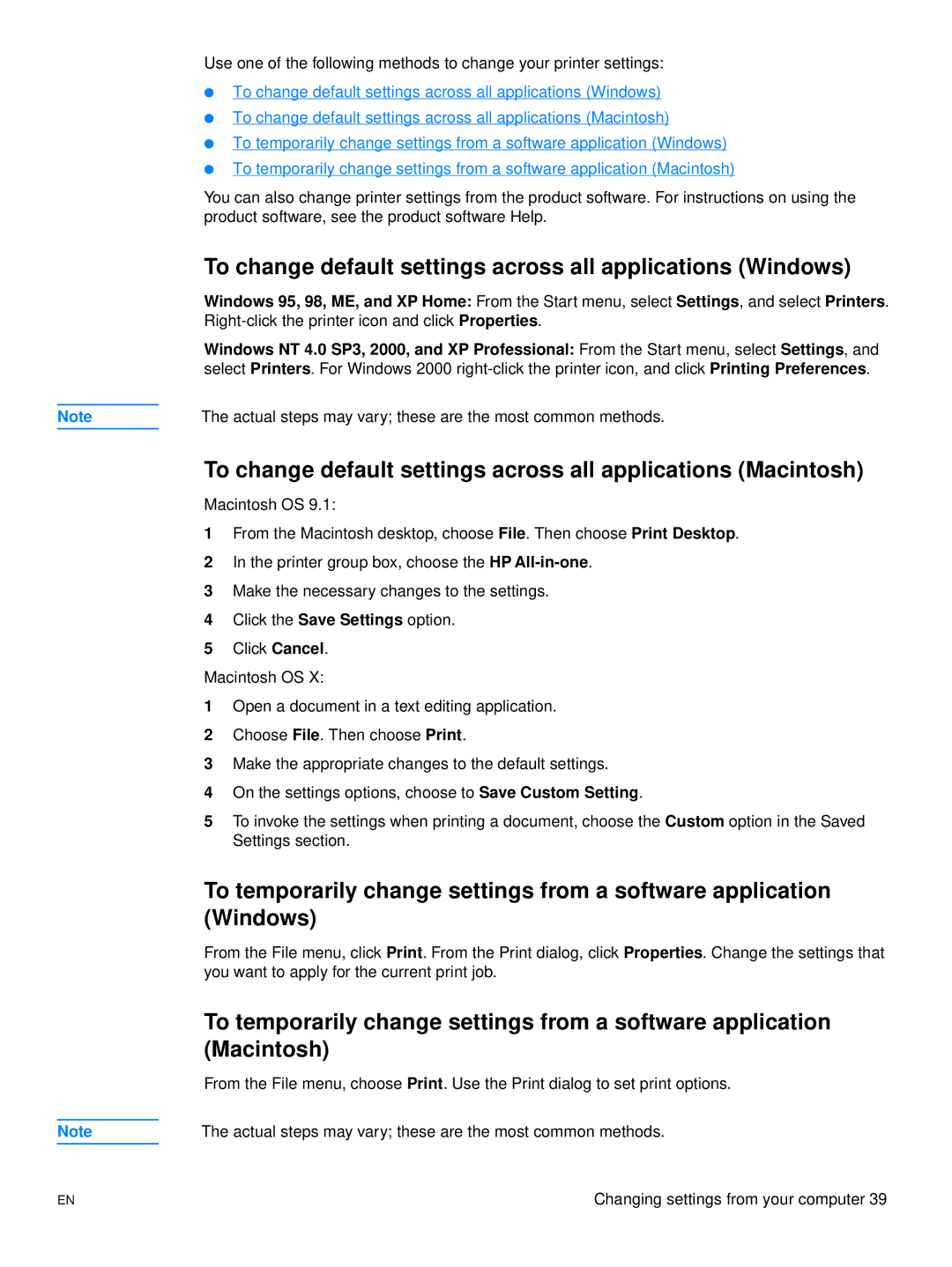 Hitachi 3300MFP manual To change default settings across all applications Windows 