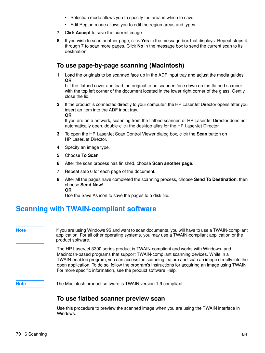 Hitachi 3300MFP manual Scanning with TWAIN-compliant software, To use page-by-page scanning Macintosh 