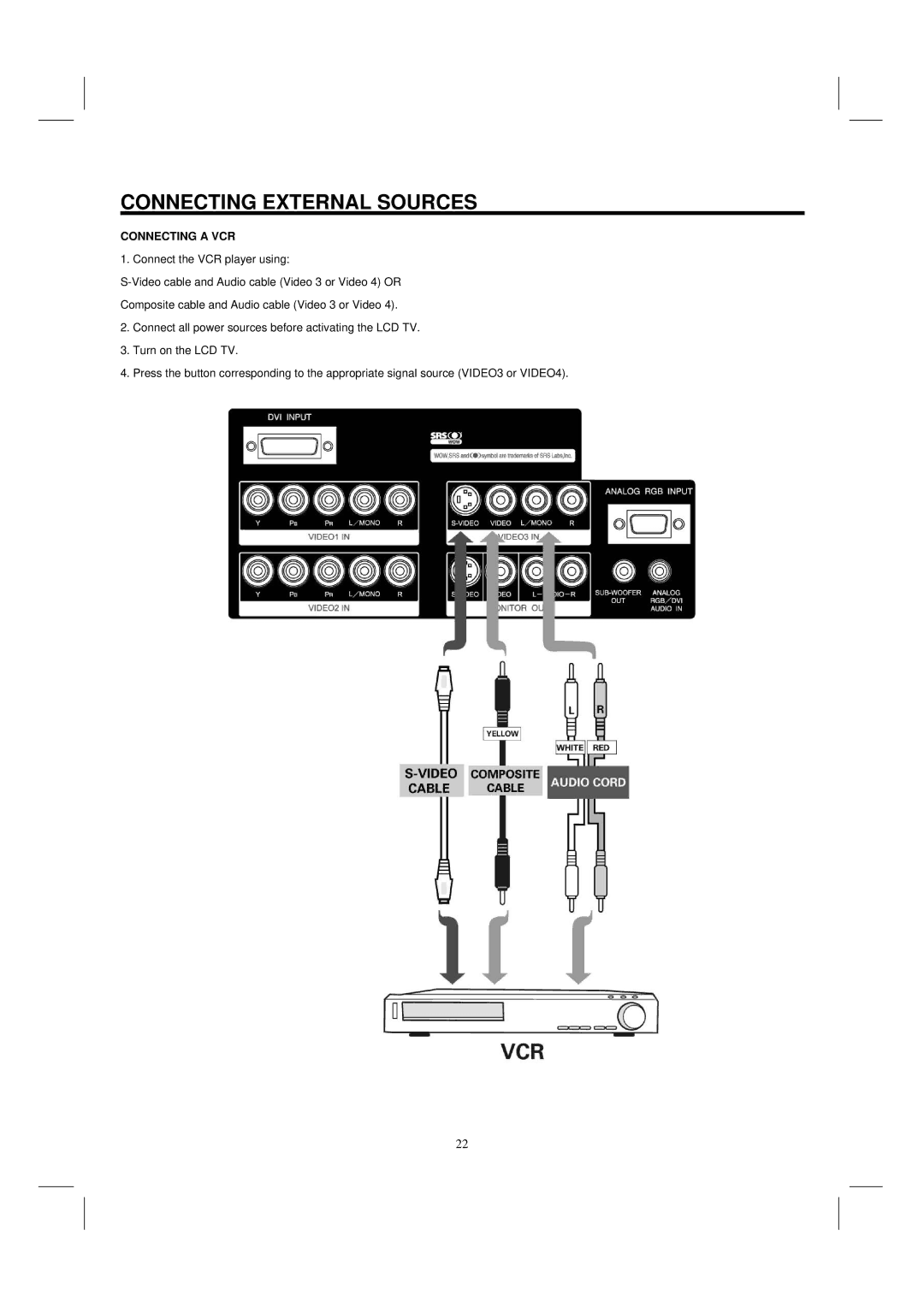 Hitachi 35HDL52 important safety instructions Connecting a VCR 