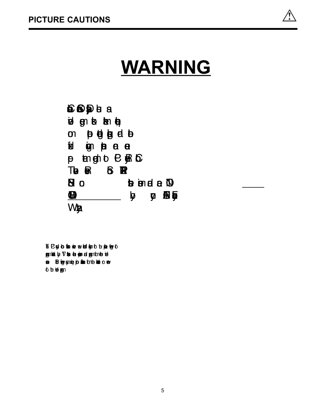 Hitachi 36SDX88B manual Picture Cautions 